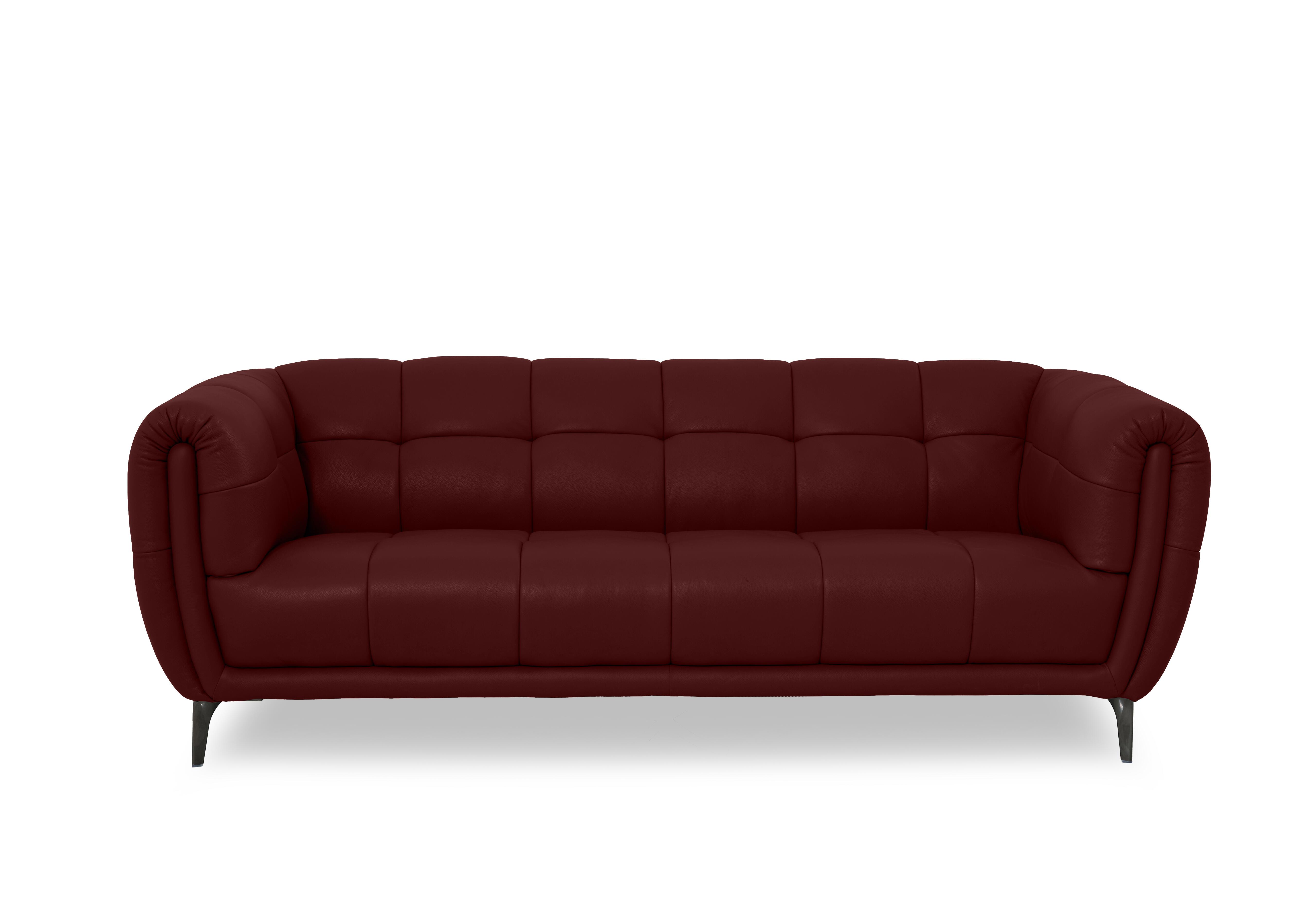 Sienna Leather 3 Seater Sofa in Montana Ruby Cat-60/15 on Furniture Village