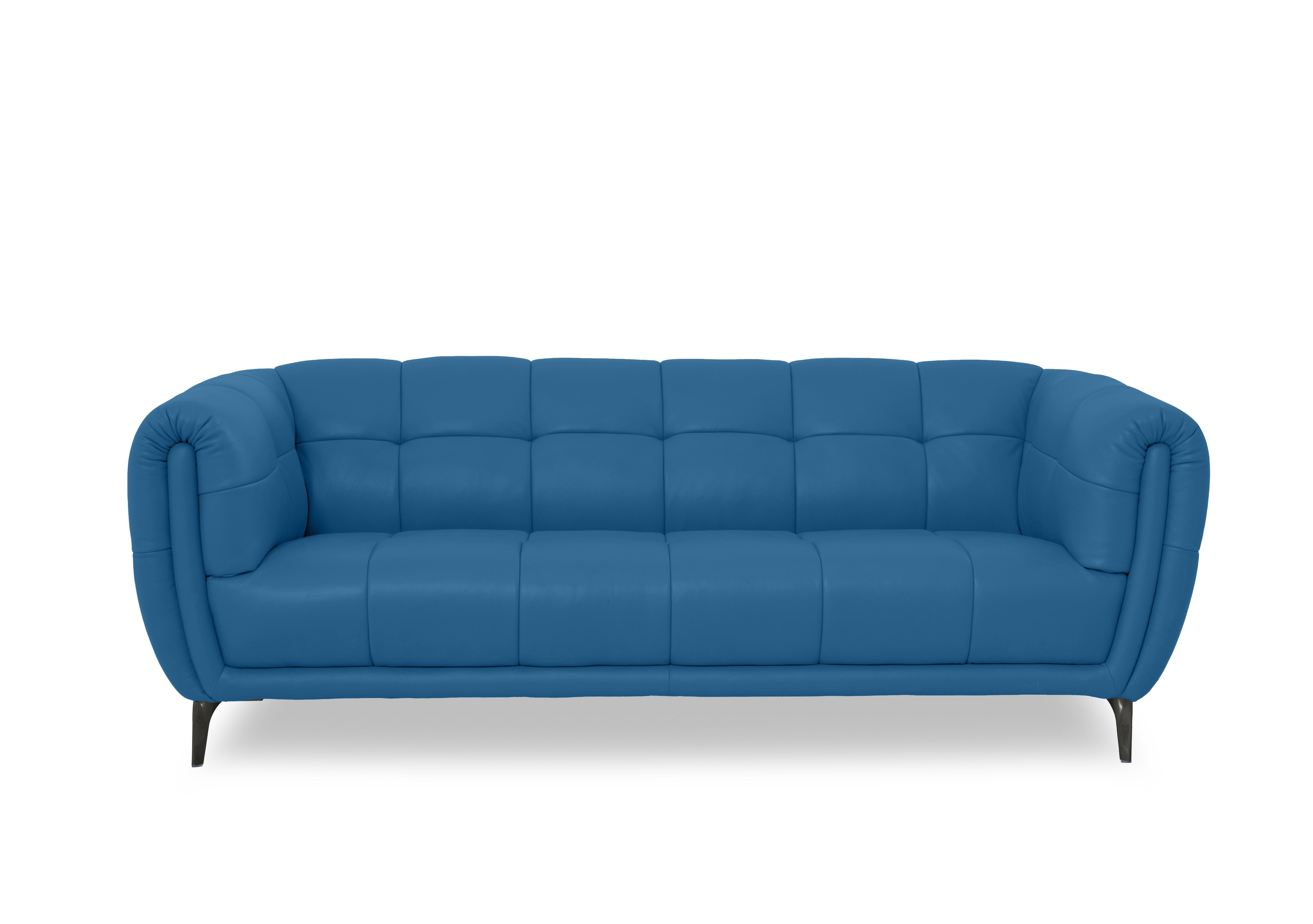 Sienna Leather 3 Seater Sofa in Oslo Aegean Cat-40/12 on Furniture Village