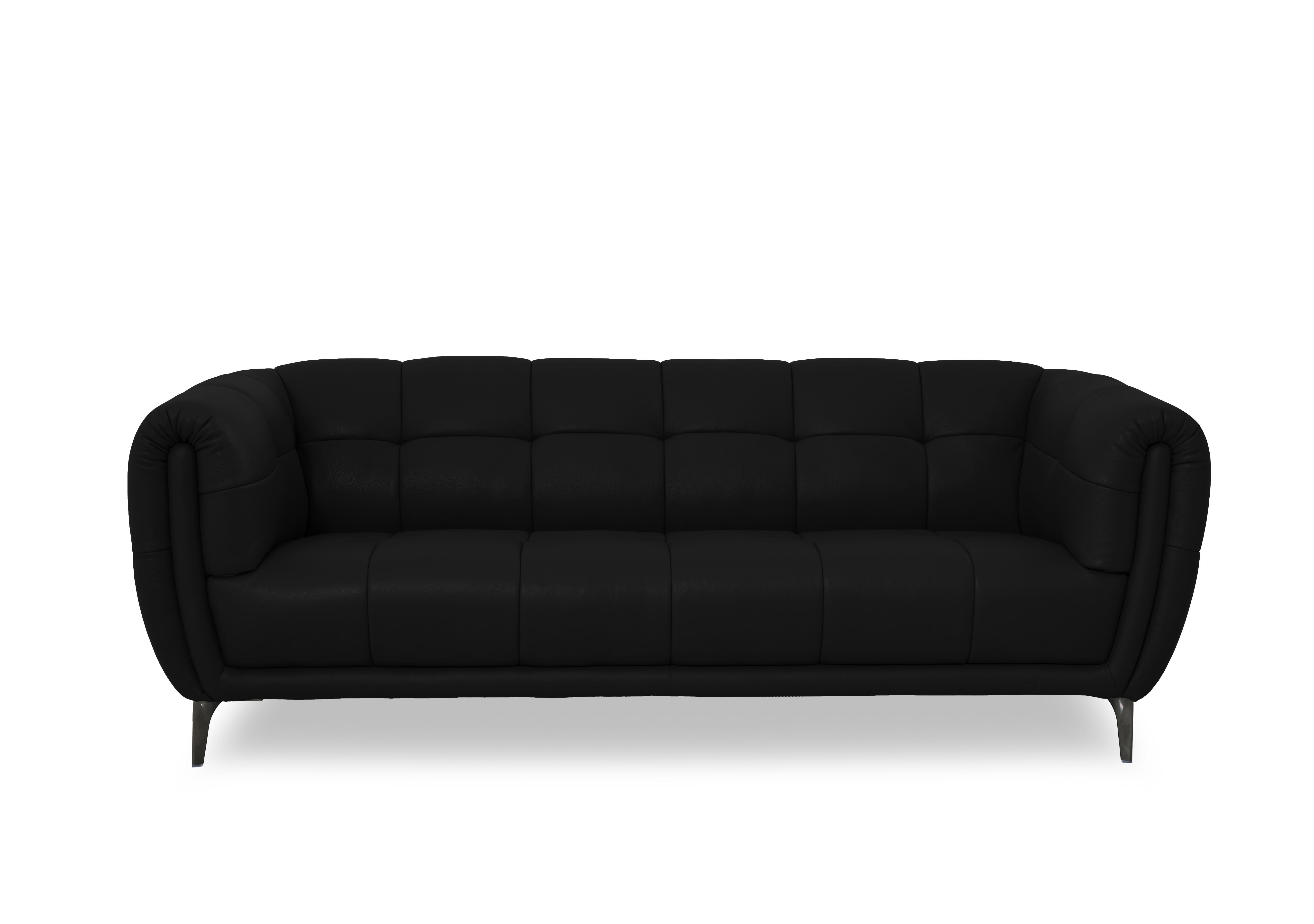 Sienna Leather 3 Seater Sofa in Oslo Jet Black Cat-40/23 on Furniture Village