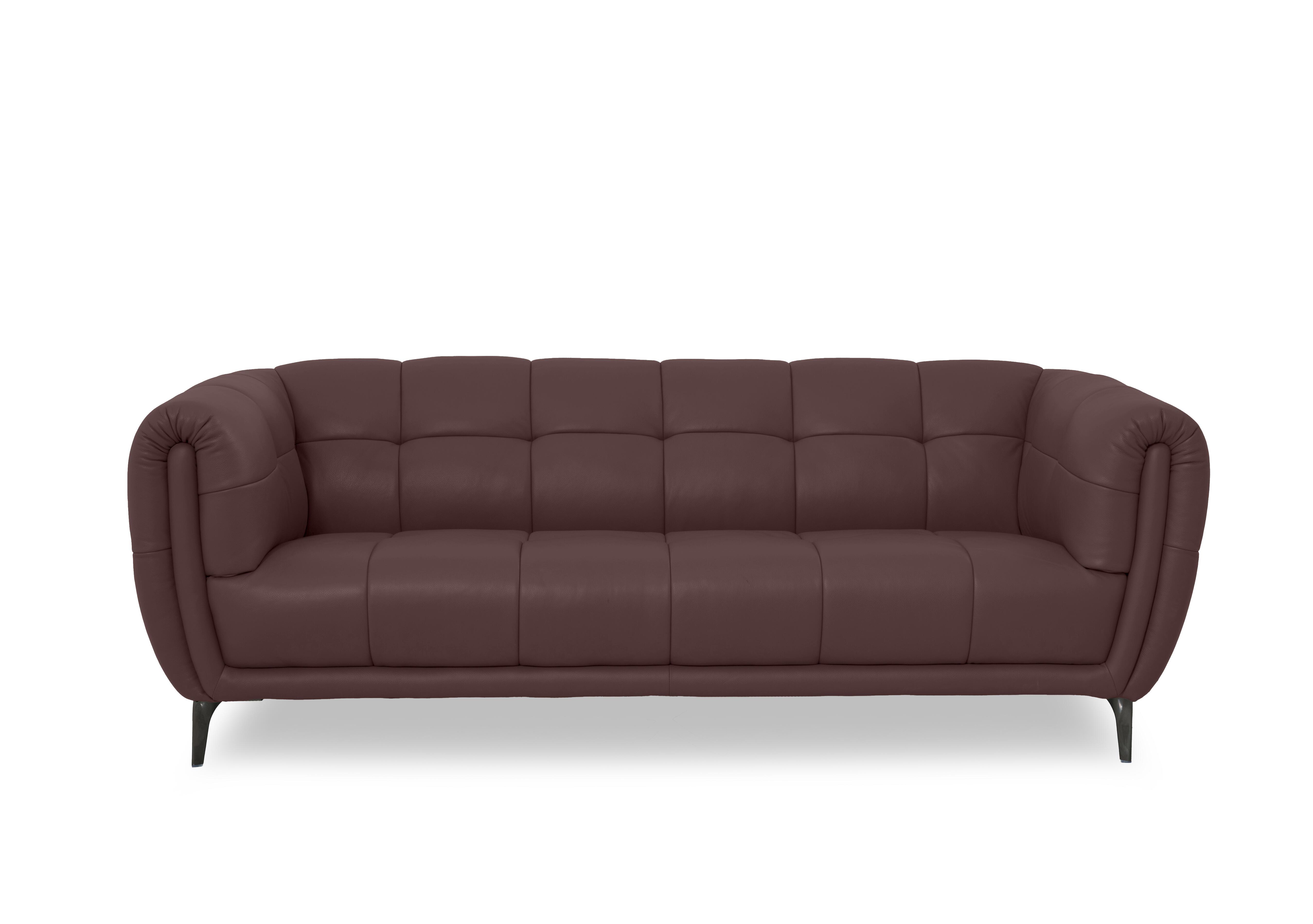 Sienna Leather 3 Seater Sofa in Oslo Mulberry Cat-40/30 on Furniture Village