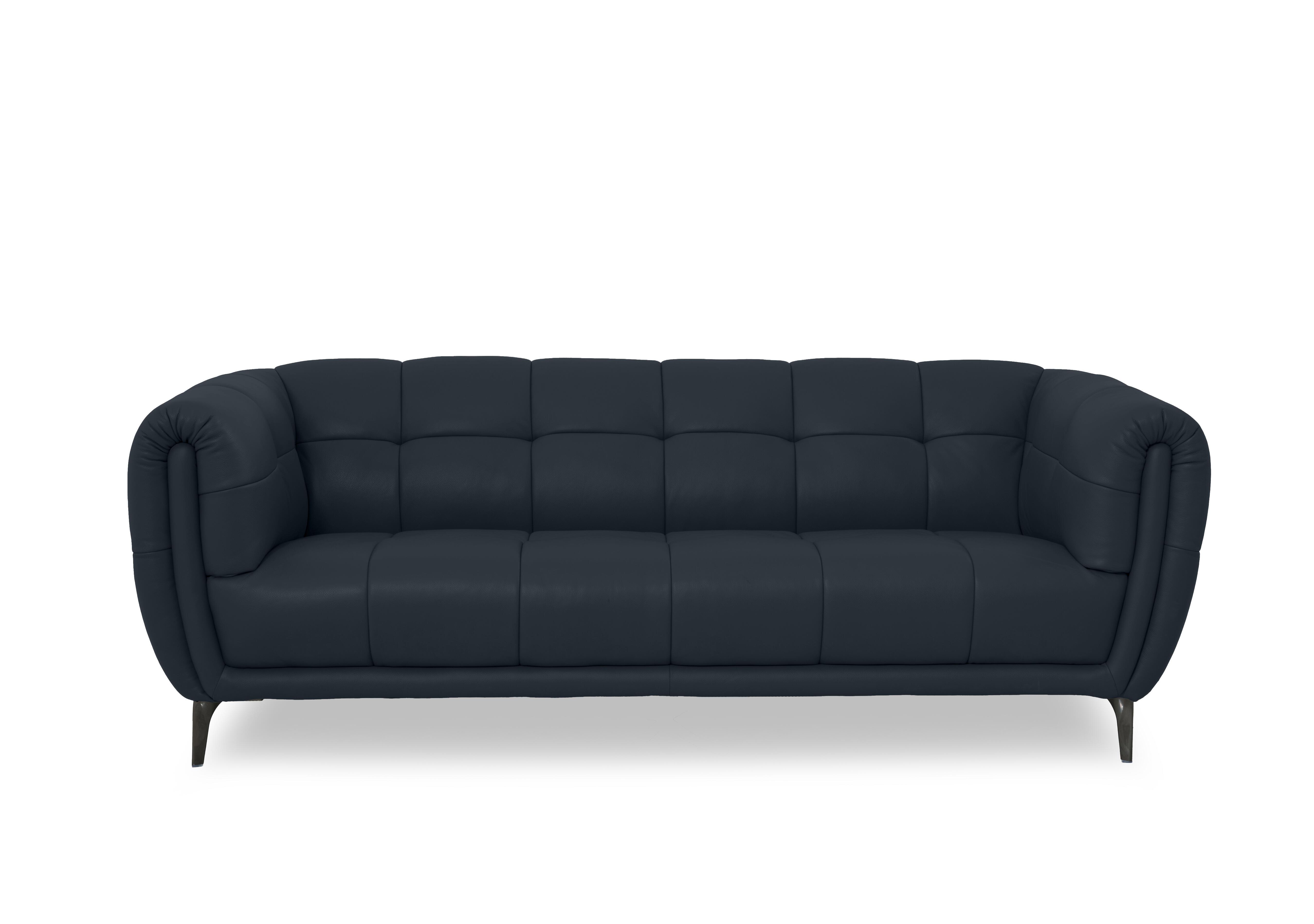 Sienna Leather 3 Seater Sofa in Oslo Navy Cat-40/24 on Furniture Village