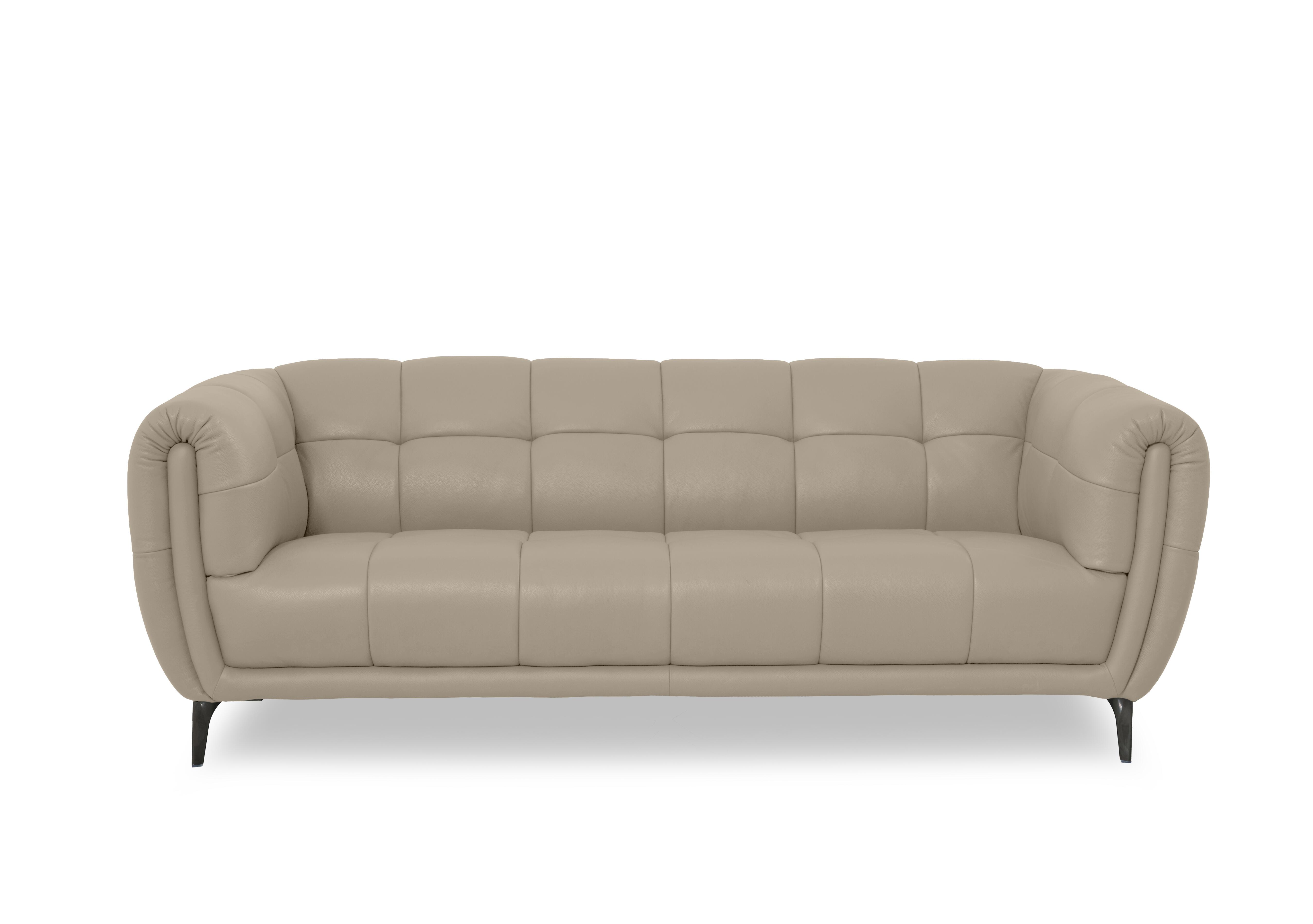 Sienna Leather 3 Seater Sofa in Oslo Oyster Cat-40/08 on Furniture Village