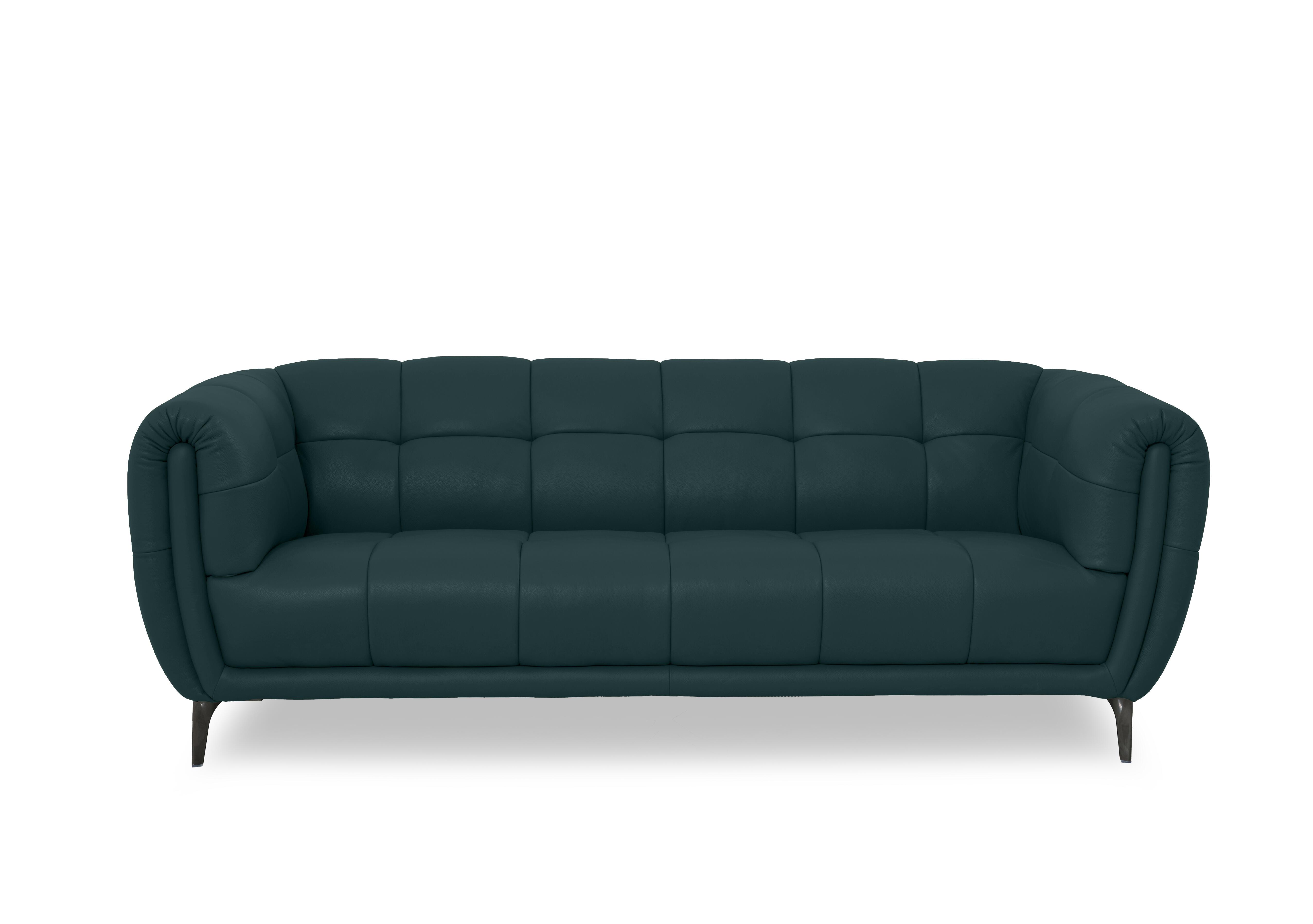Sienna Leather 3 Seater Sofa in Oslo Peacock Cat-40/09 on Furniture Village