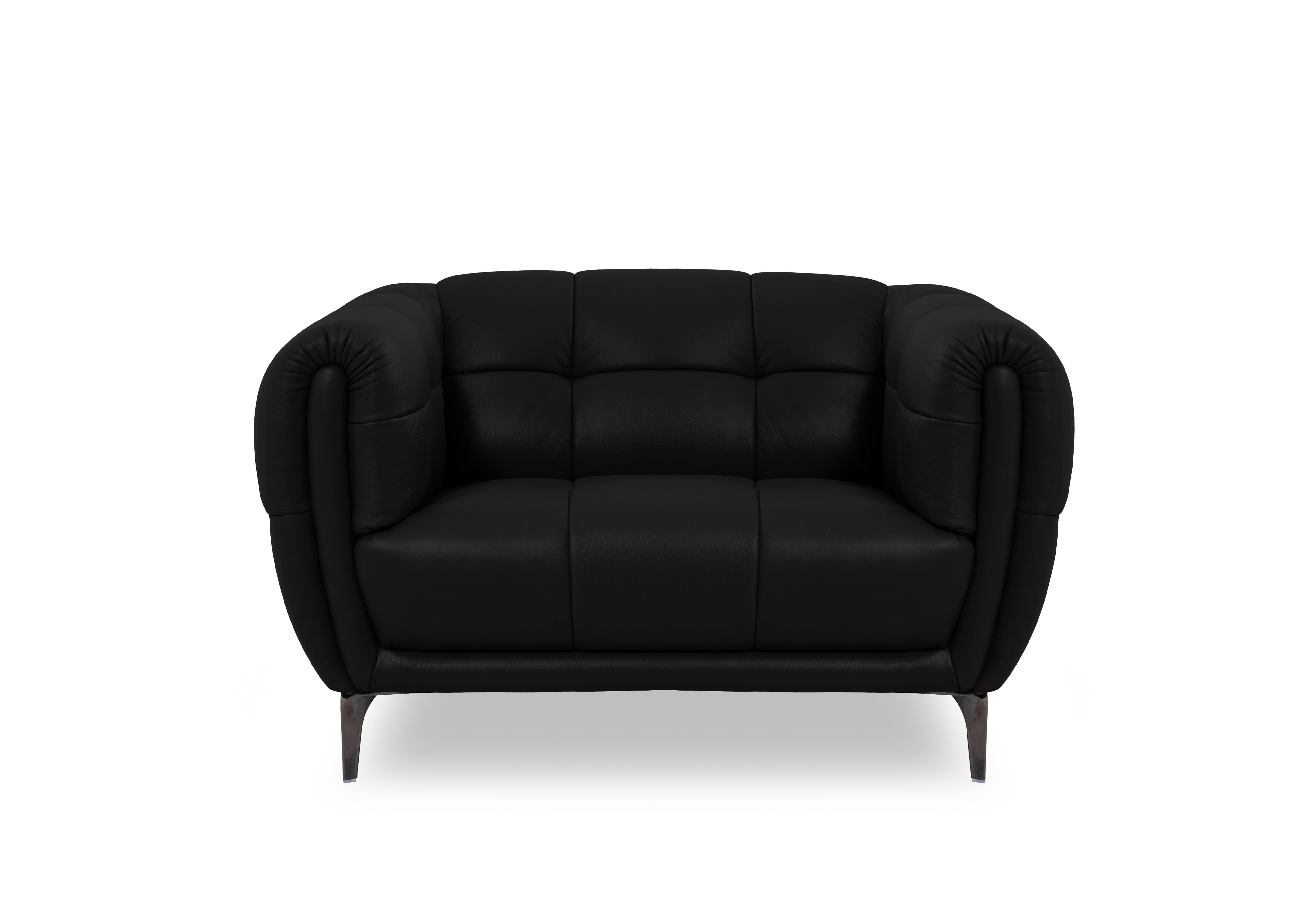 Sienna Leather Cuddler Chair in Montana Jet Black Cat-60/22 on Furniture Village