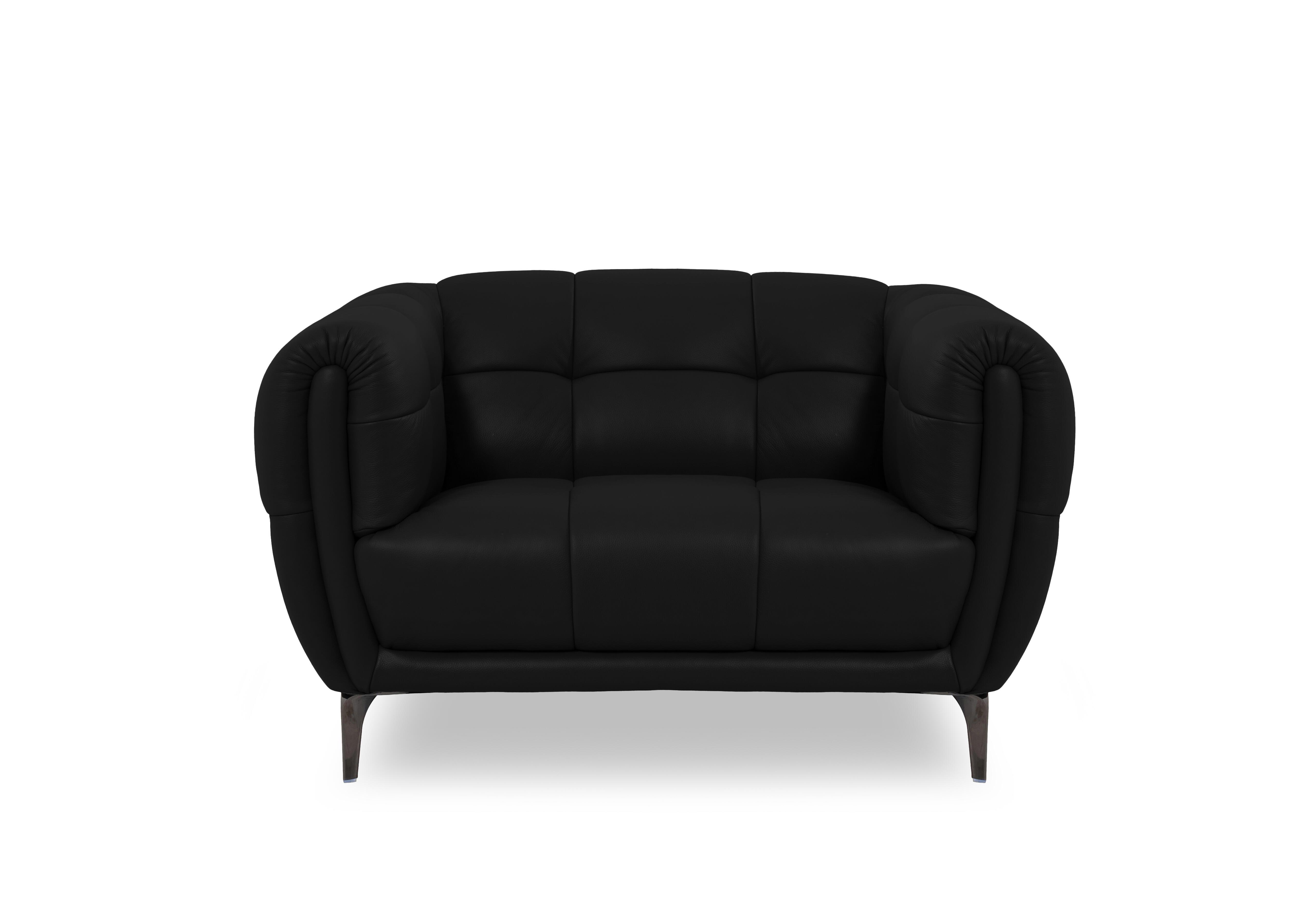 Sienna Leather Cuddler Chair in Oslo Jet Black Cat-40/23 on Furniture Village