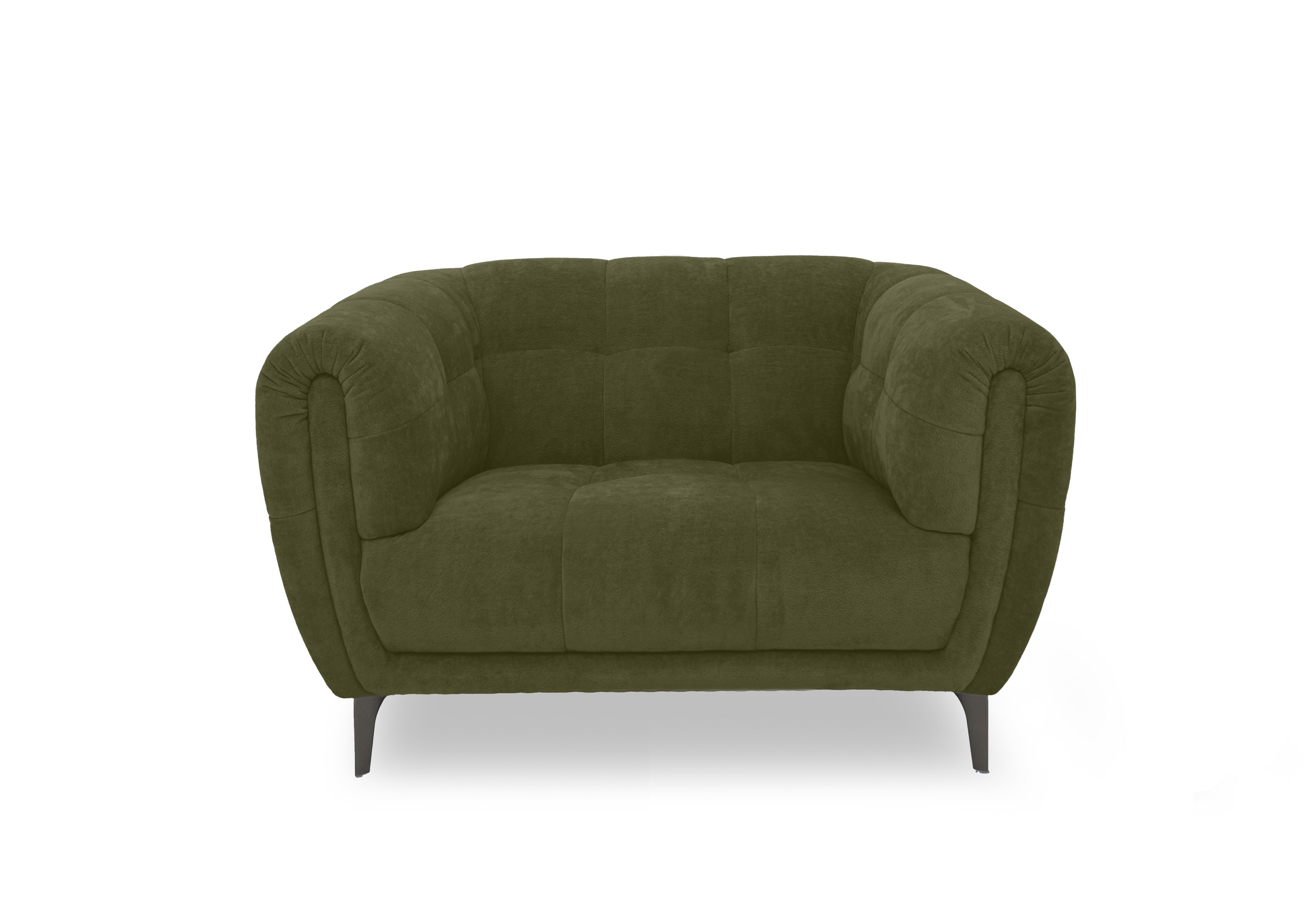 Sienna Fabric Cuddler Chair in Bella Olive 43351 on Furniture Village
