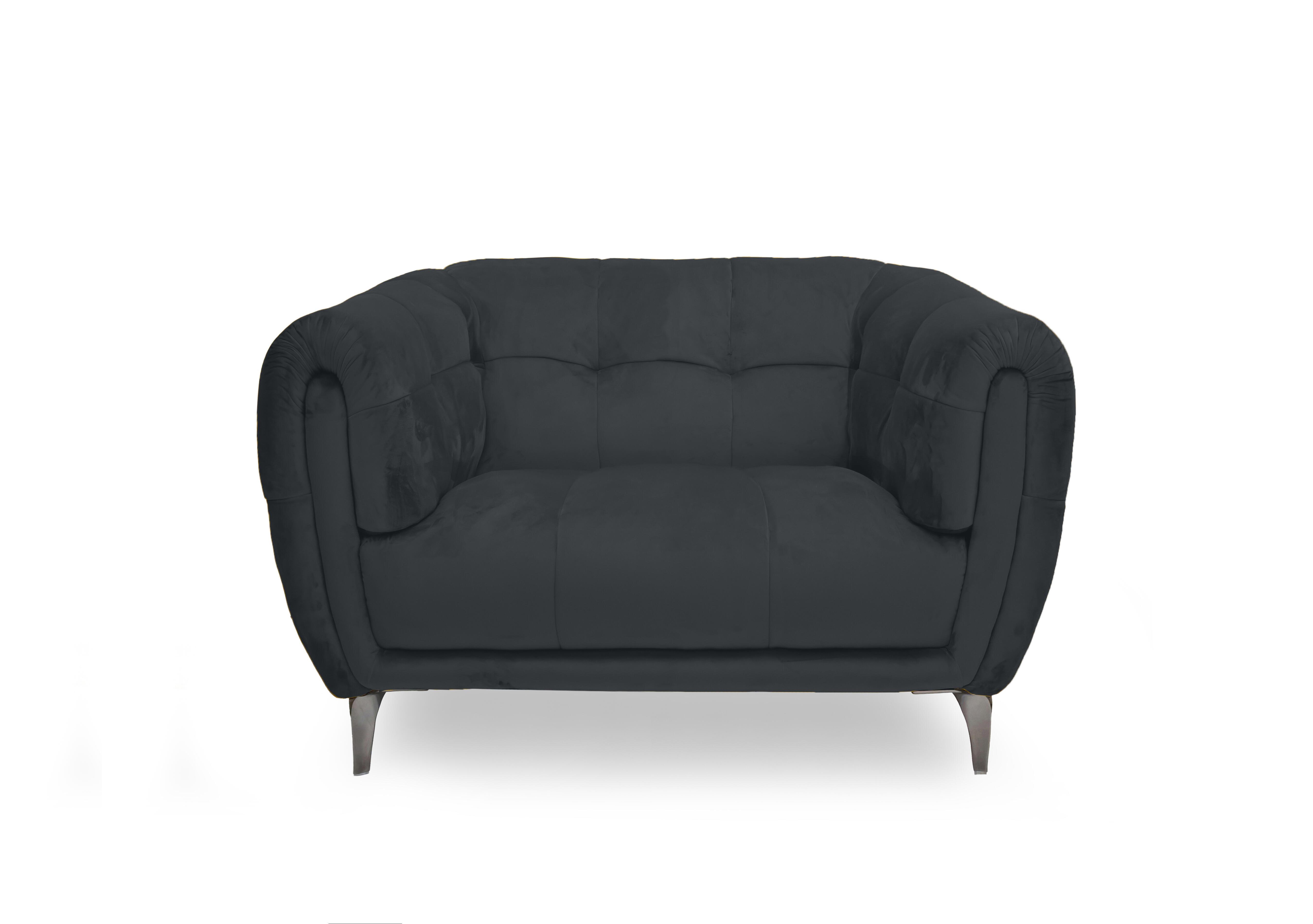 Sienna Fabric Cuddler Chair in Opulence Charcoal 51002 on Furniture Village