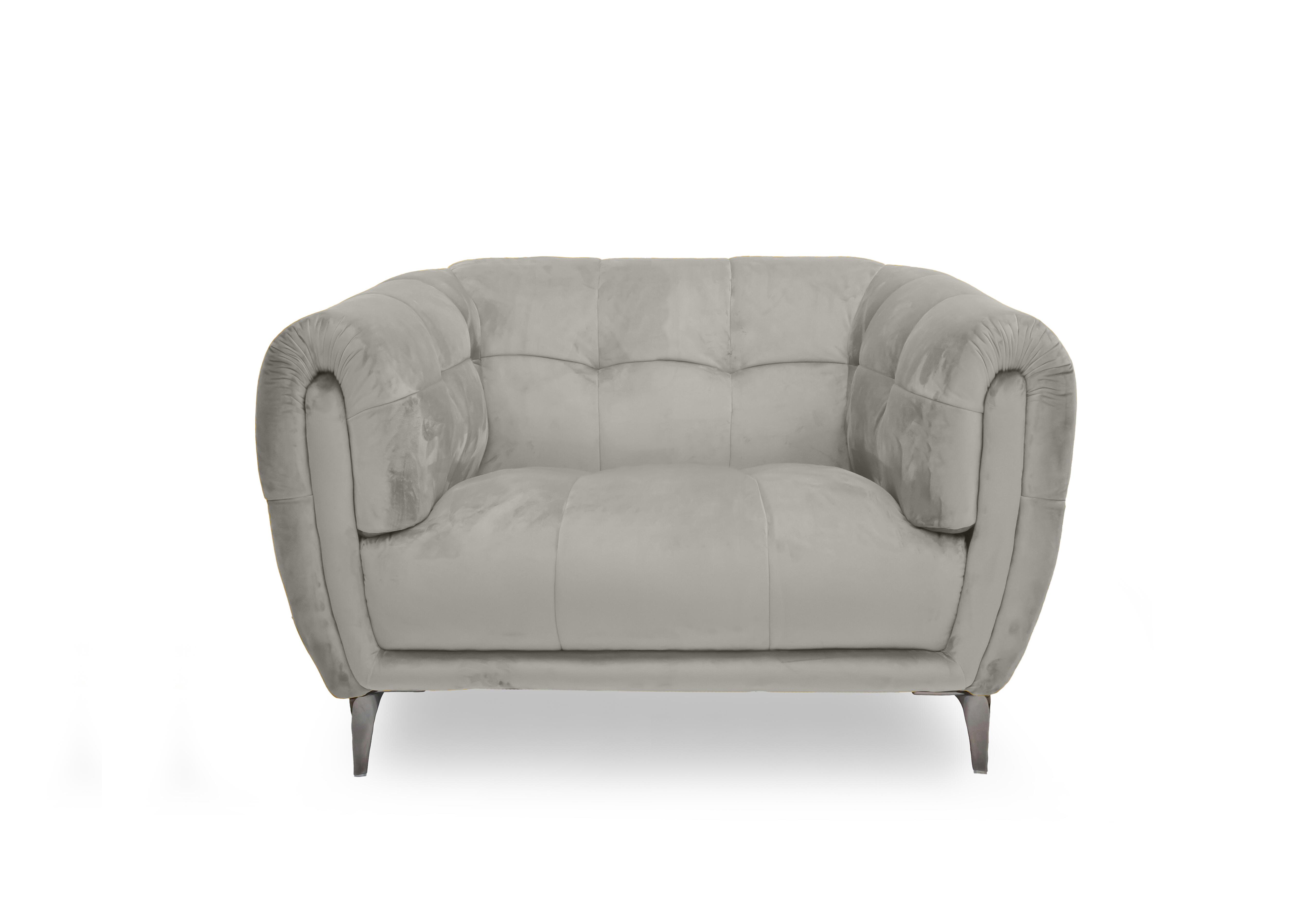 Sienna Fabric Cuddler Chair in Opulence Silver 51007 on Furniture Village