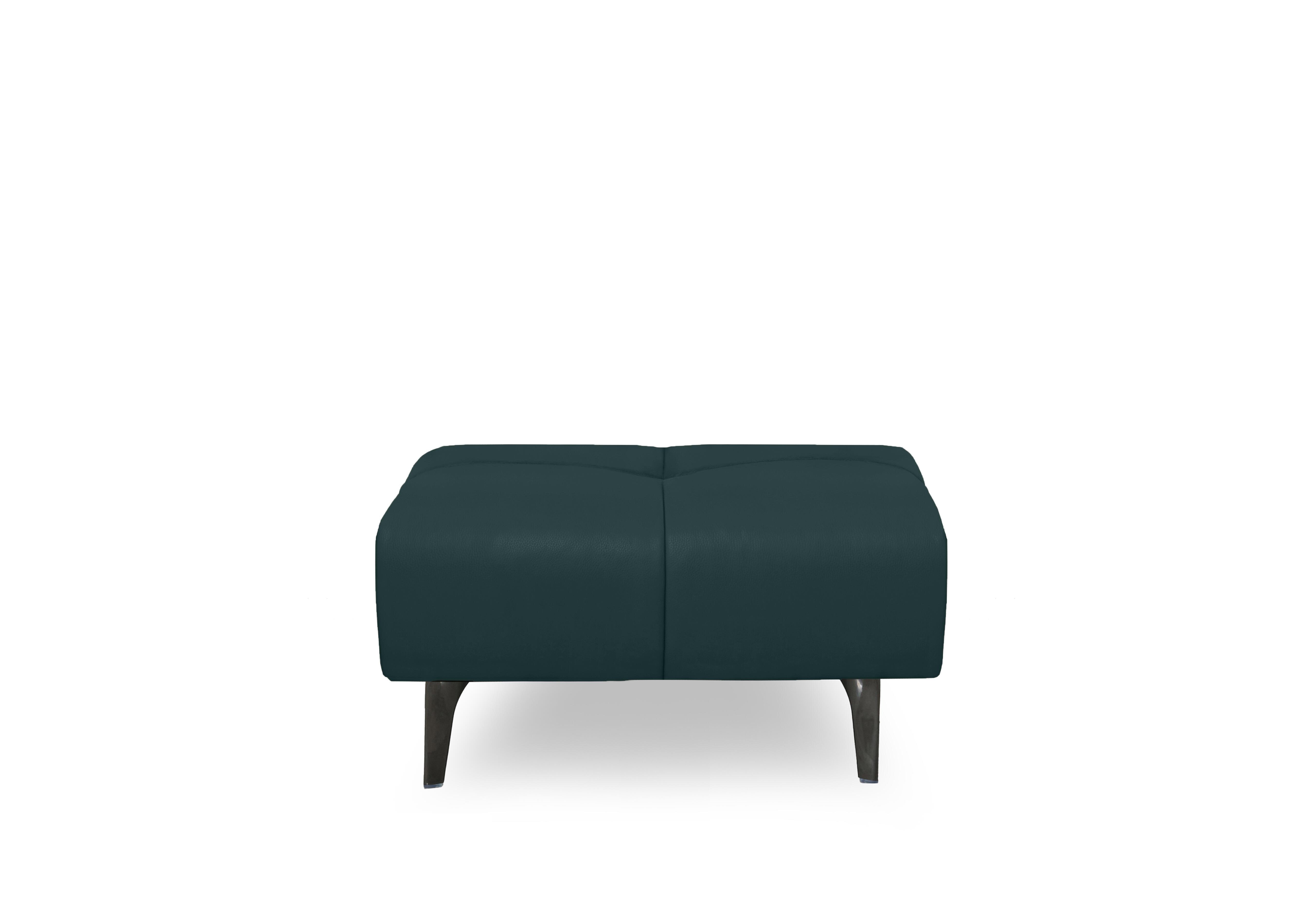 Sienna Leather Large Footstool in Oslo Peacock Cat-40/09 on Furniture Village
