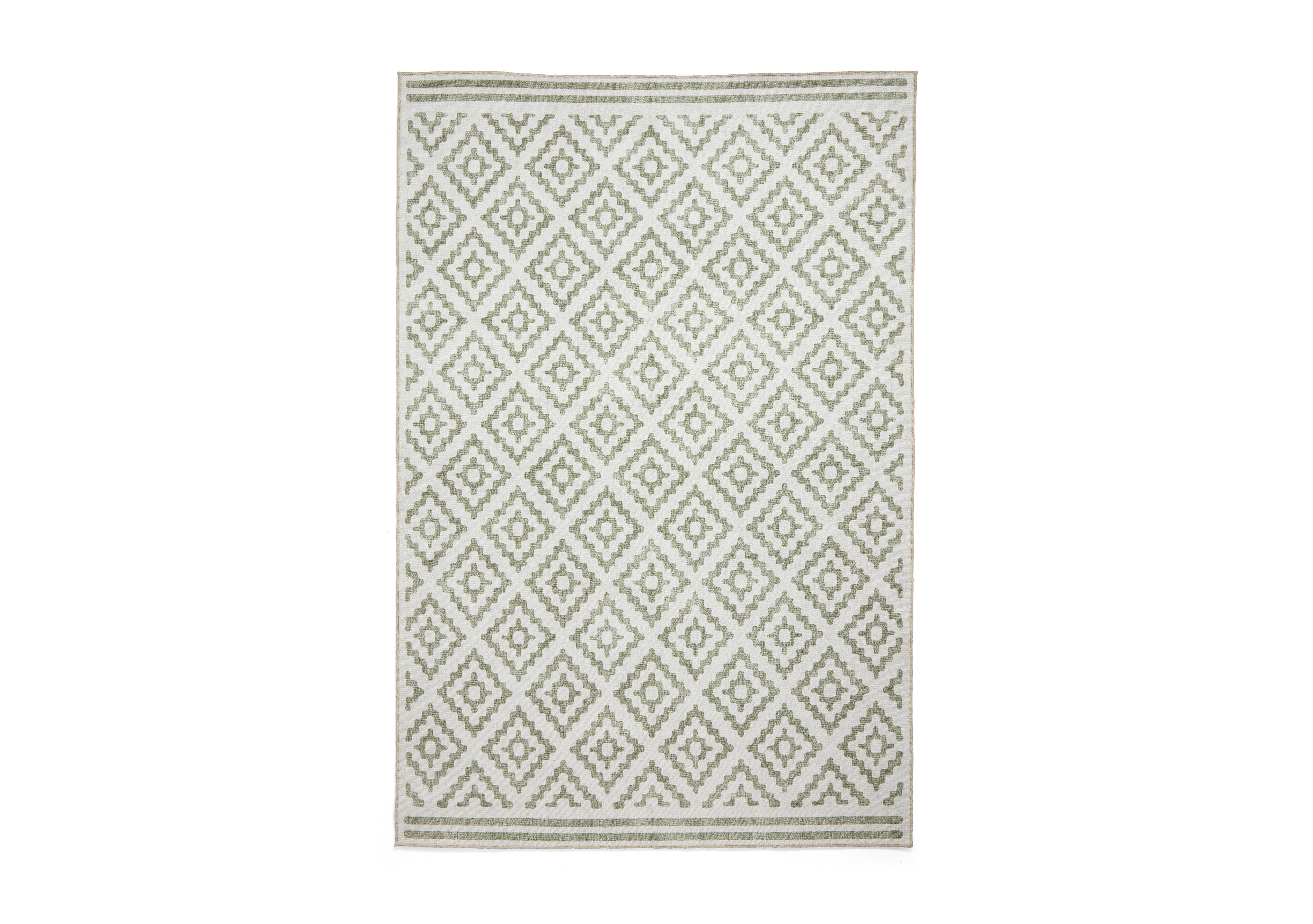 Agnes Washable Rug in Green on Furniture Village