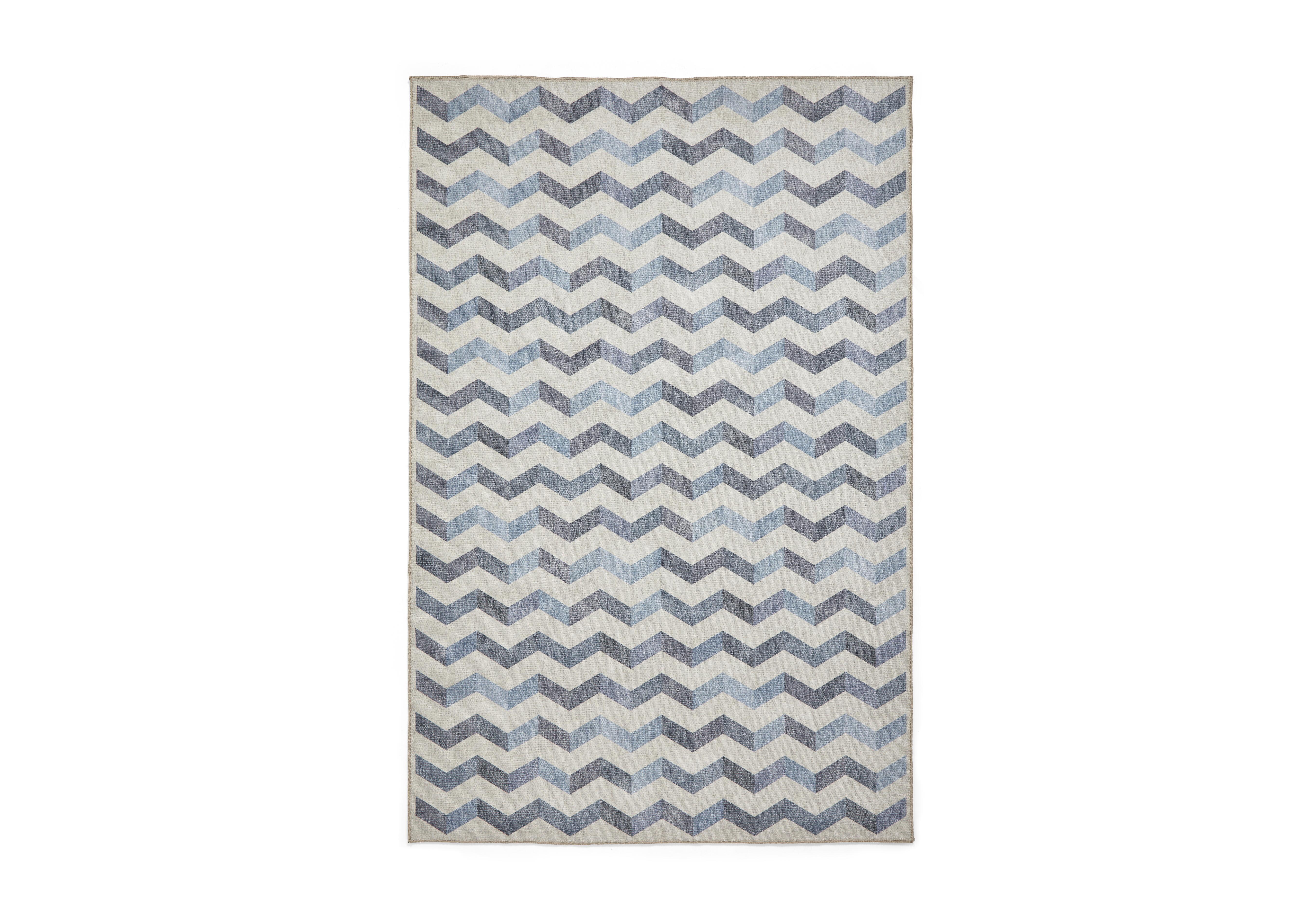 Pulito Washable Rug in Blue on Furniture Village