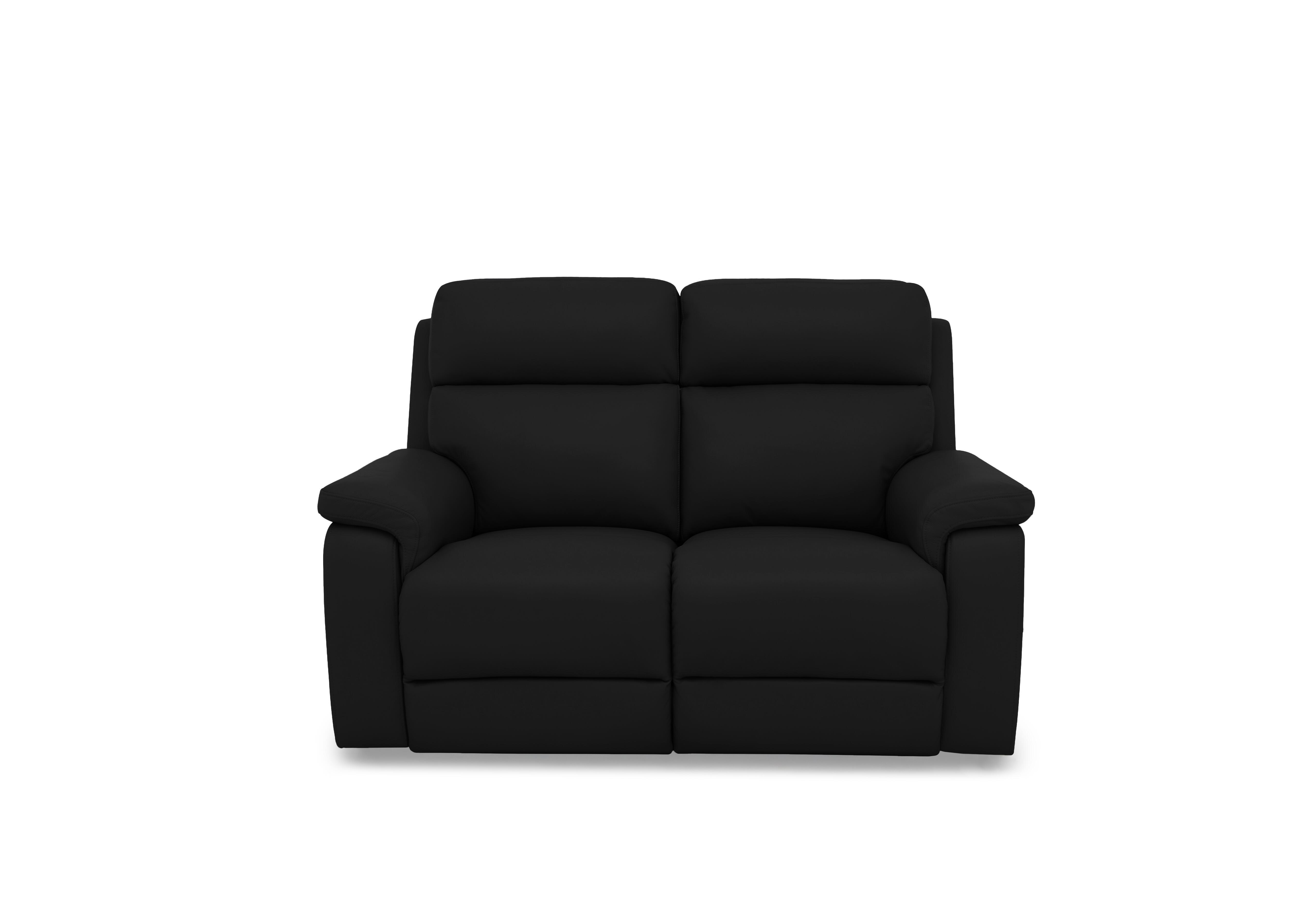 Raven Leather 2 Seater Sofa in Oslo Jet Black Cat-40/23 on Furniture Village