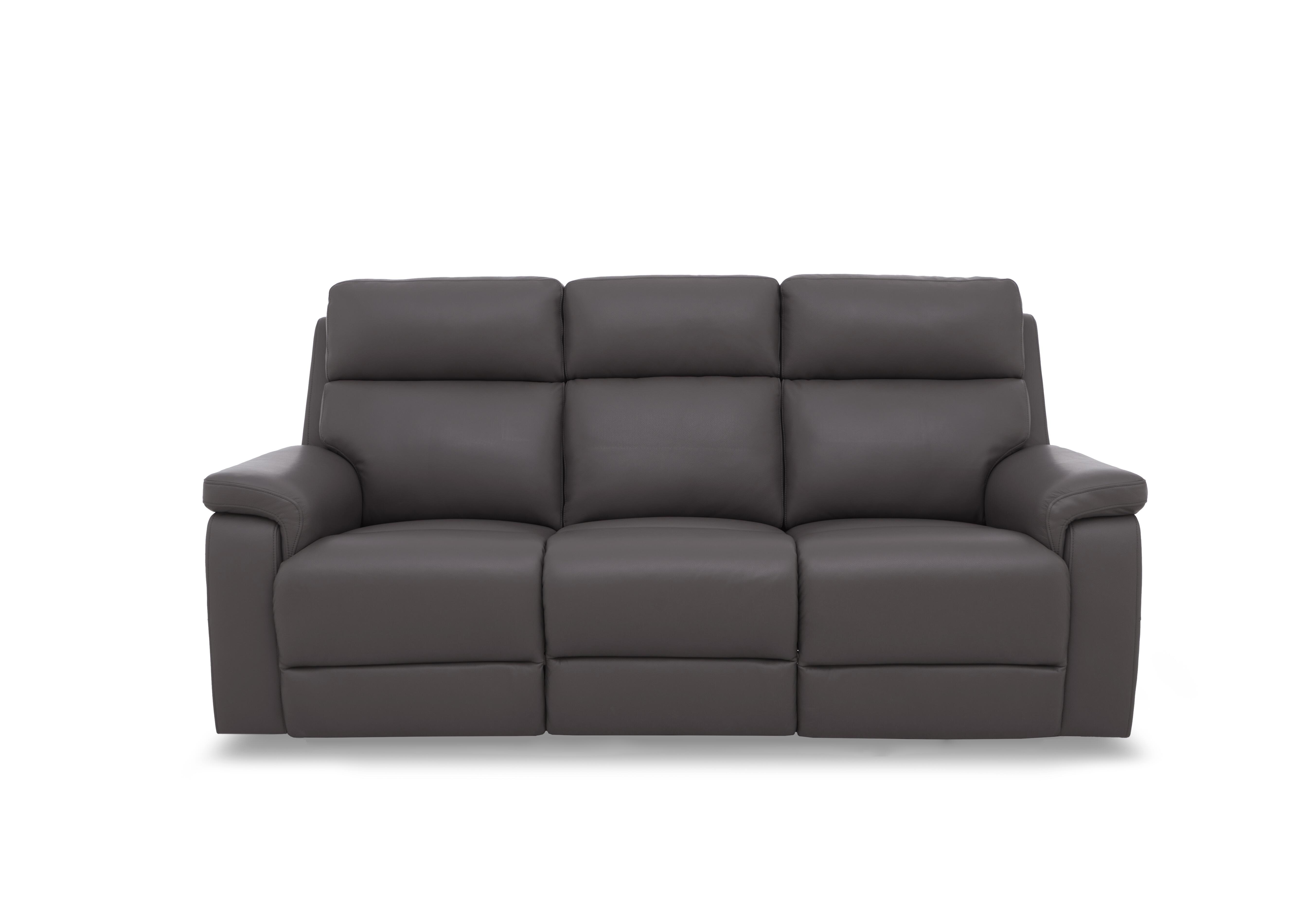 Raven Leather 3 Seater Sofa in Oslo Elephant Cat-40/15 on Furniture Village