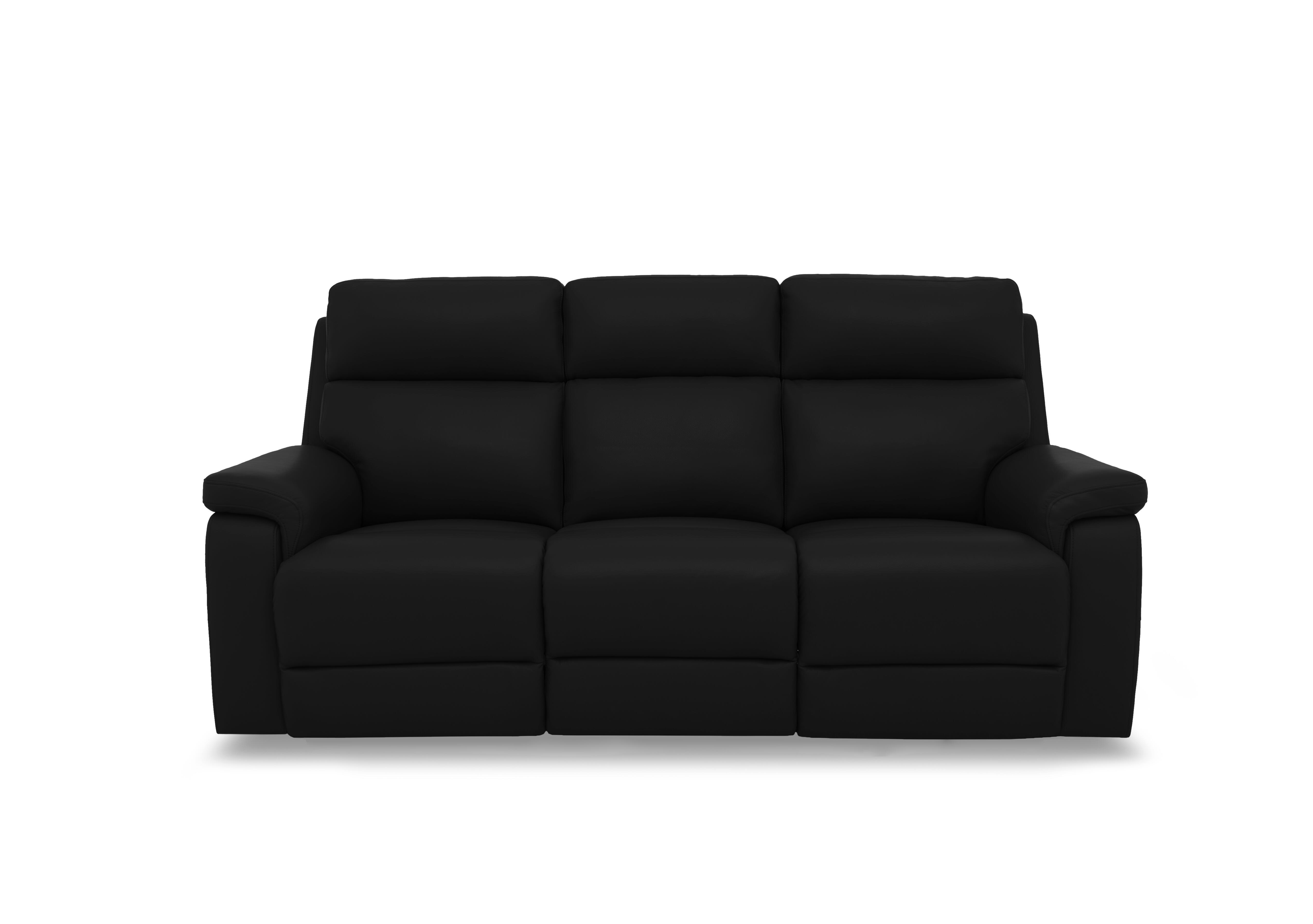 Raven Leather 3 Seater Sofa in Oslo Jet Black Cat-40/23 on Furniture Village