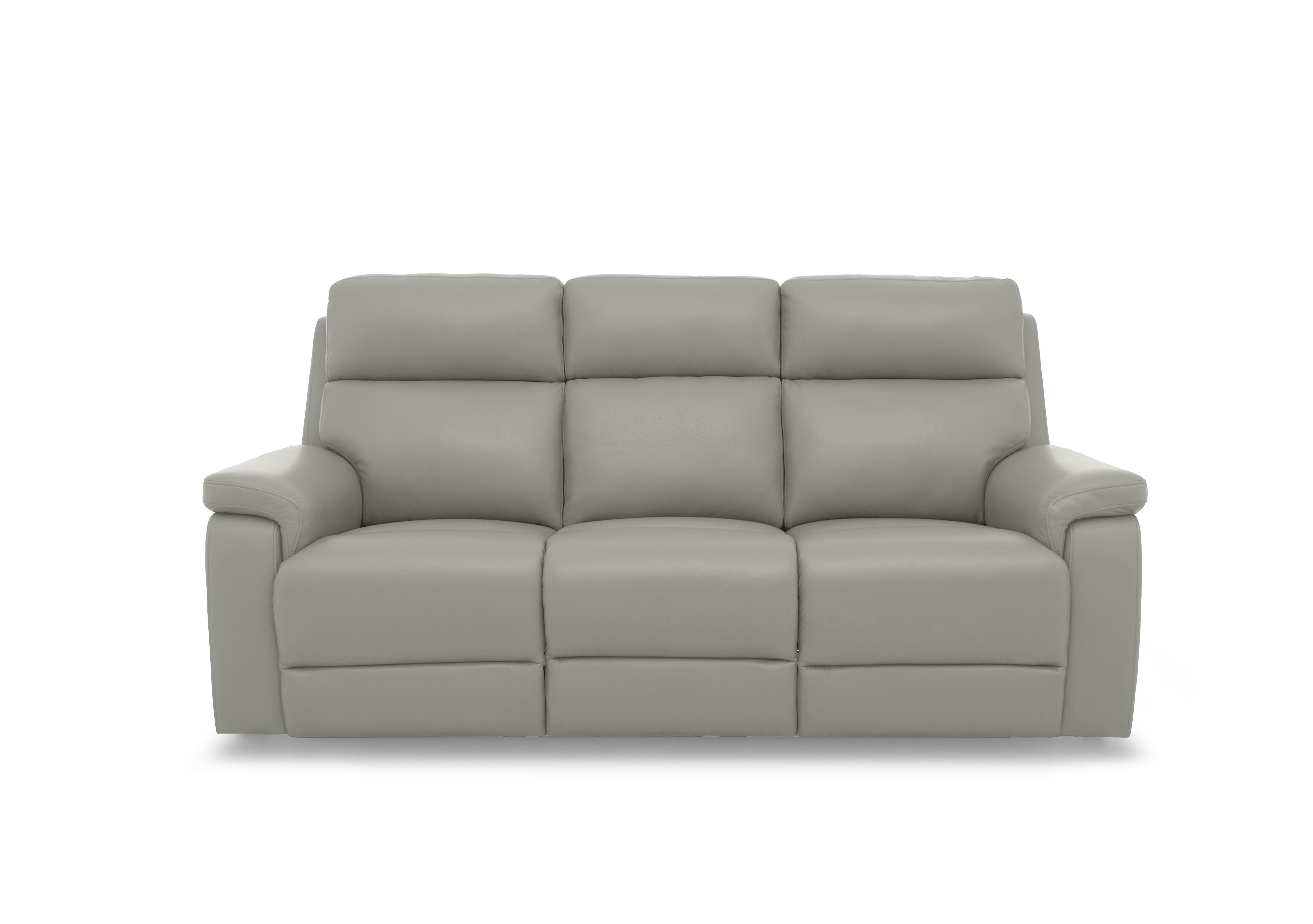Raven Leather 3 Seater Sofa in Oslo Light Grey Cat-40/27 on Furniture Village