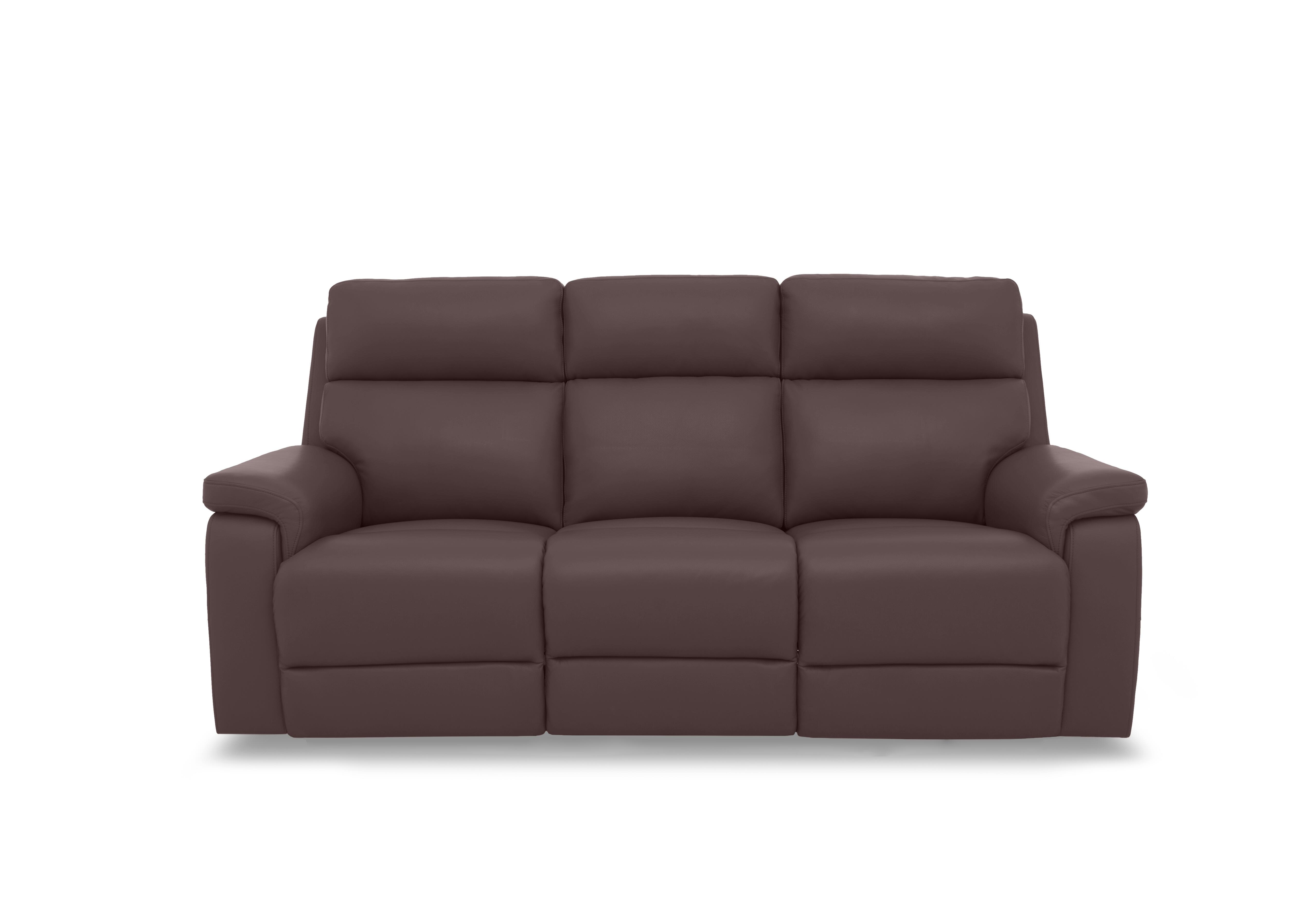 Raven Leather 3 Seater Sofa in Oslo Mulberry Cat-40/30 on Furniture Village