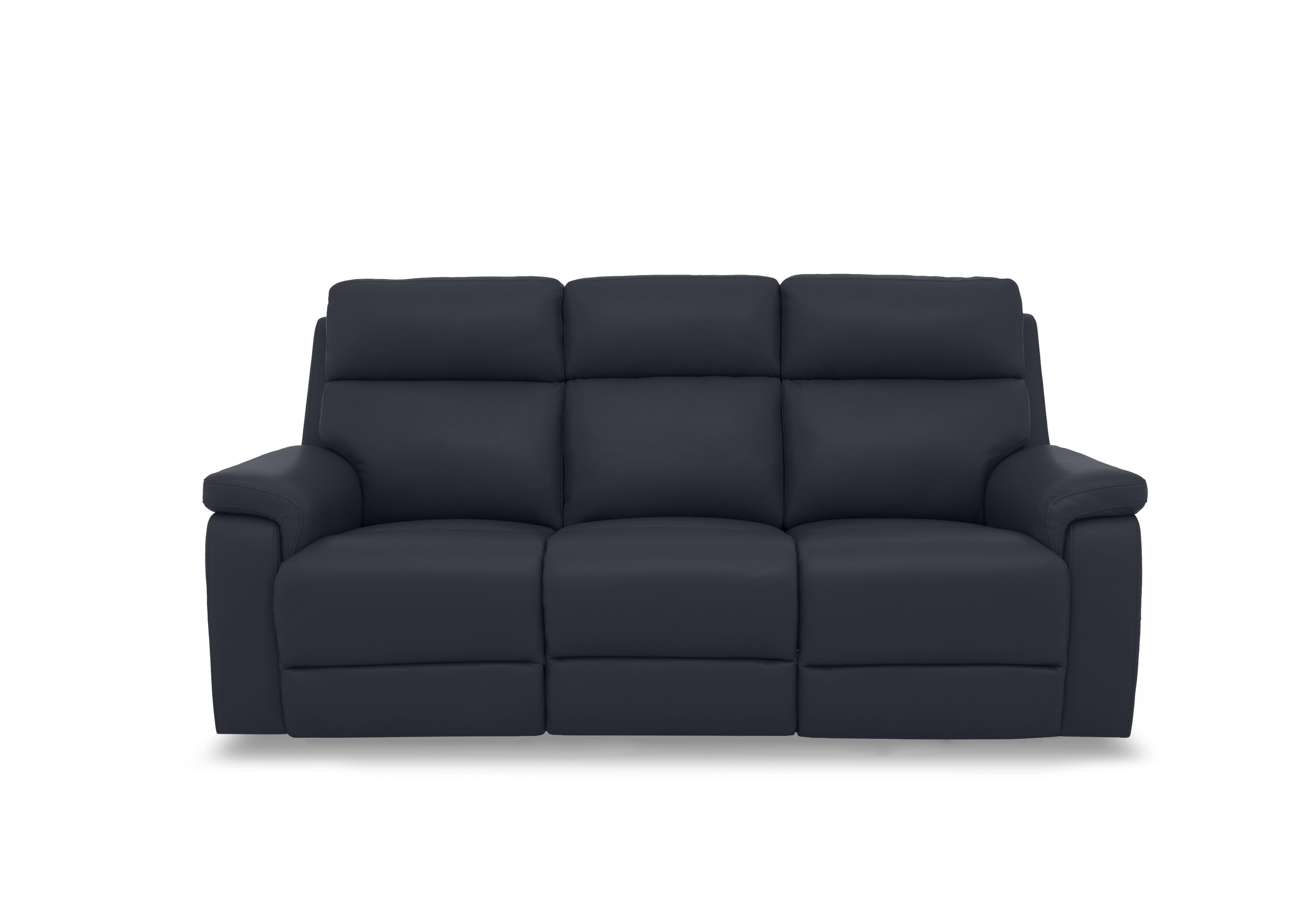 Raven Leather 3 Seater Sofa in Oslo Navy Cat-40/24 on Furniture Village