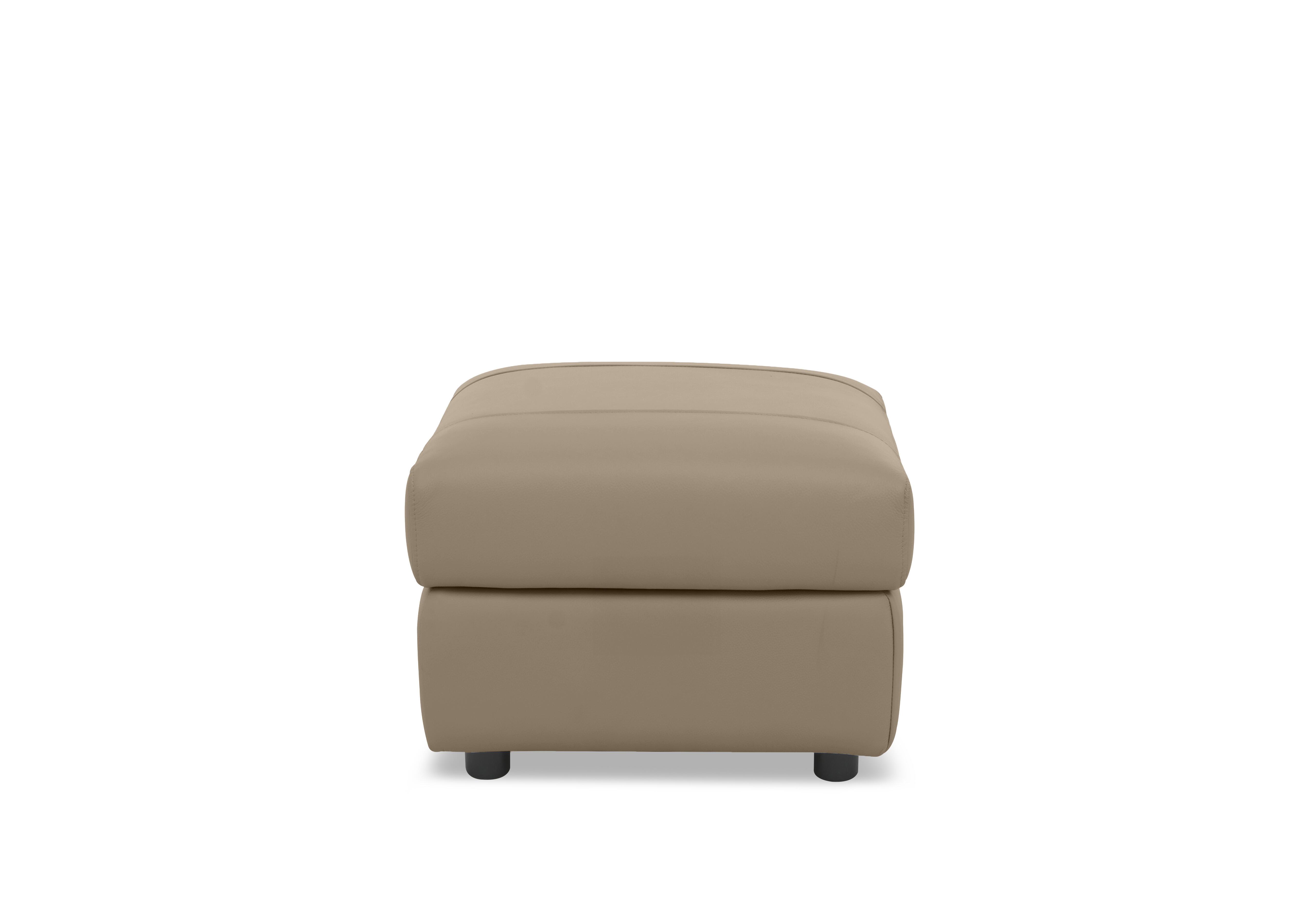 Raven Leather Footstool in Montana Barley Cat-60/06 on Furniture Village