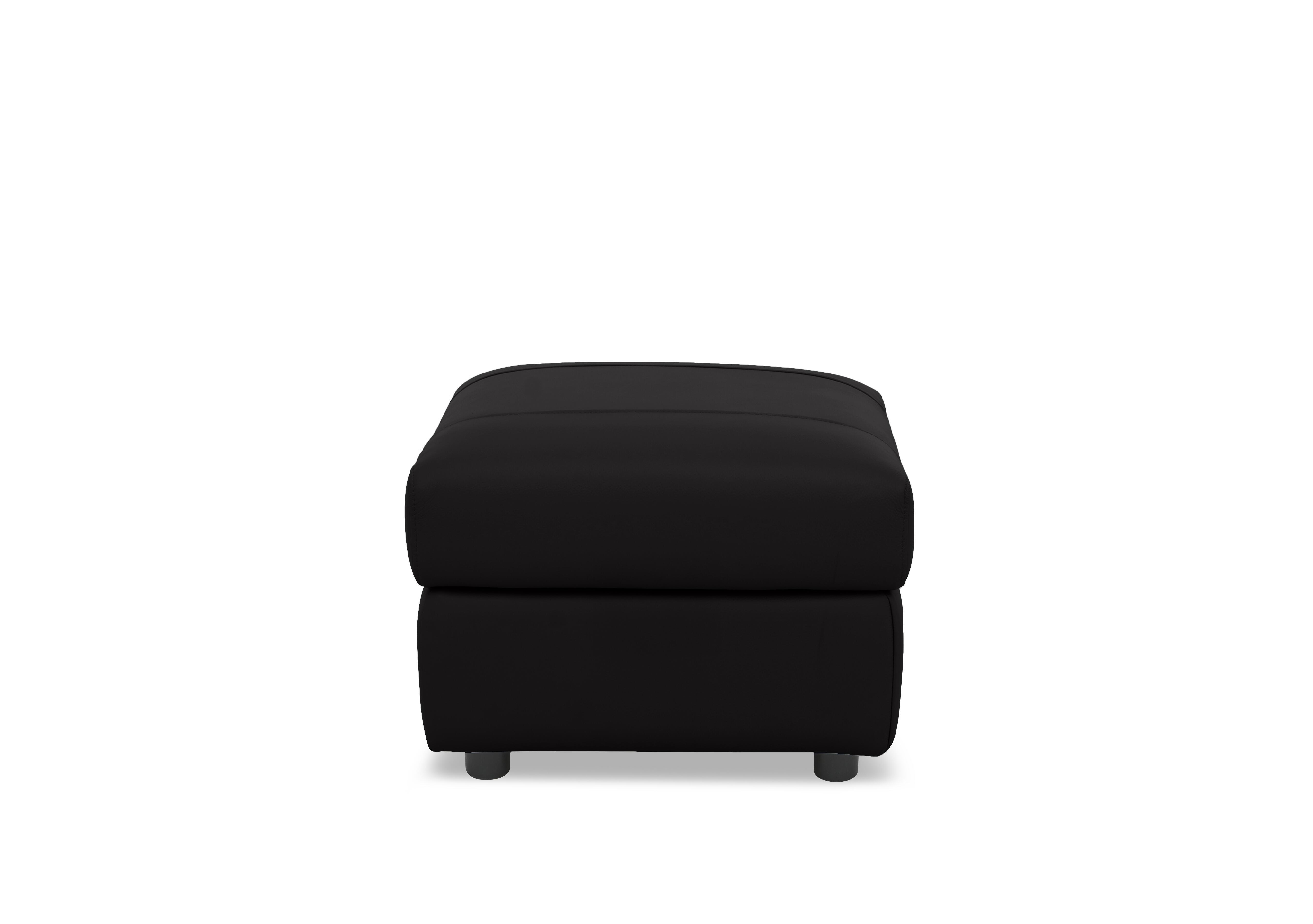 Raven Leather Footstool in Montana Jet Black Cat-60/22 on Furniture Village