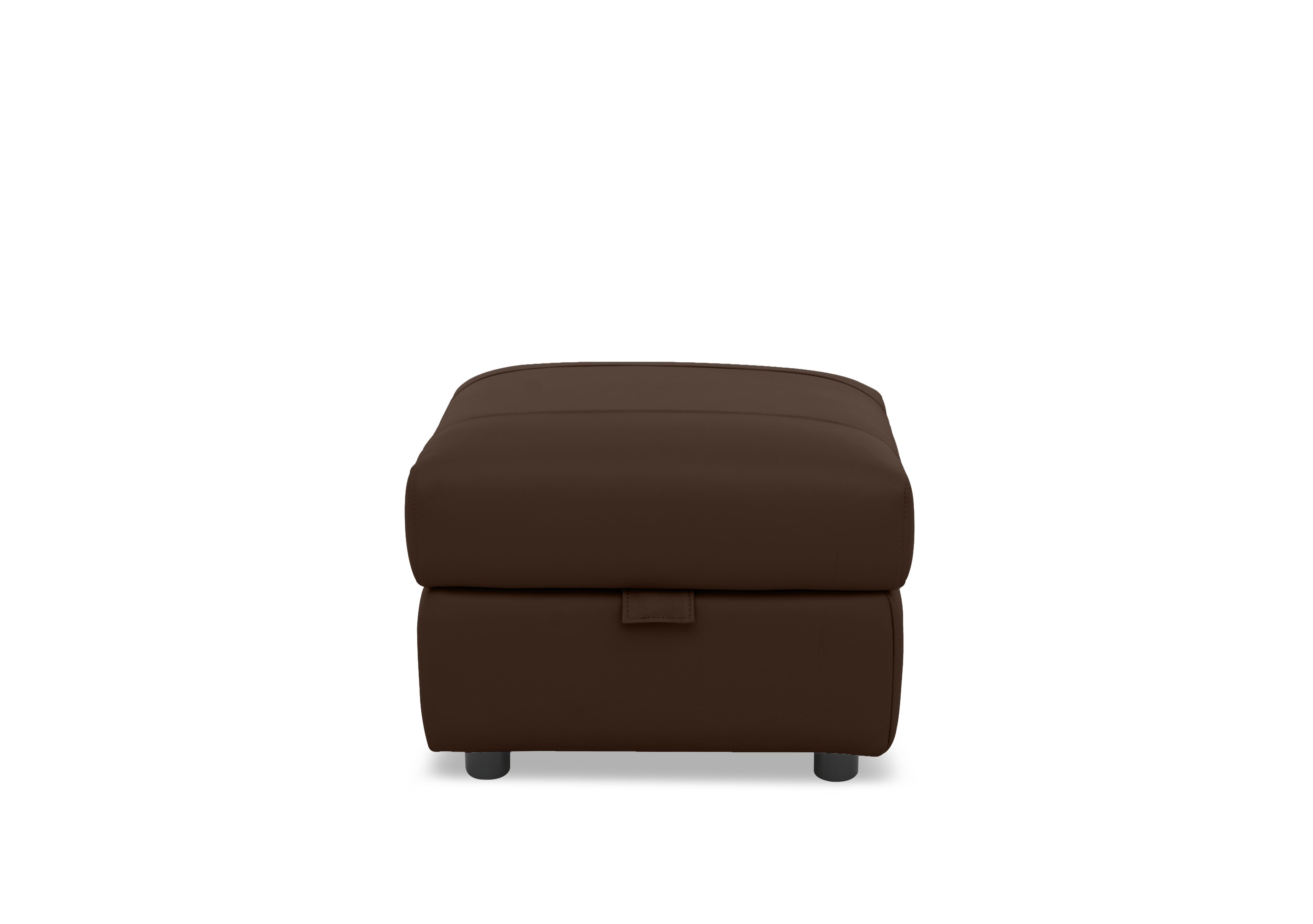 Raven Leather Storage Footstool in Montana Chocolate Cat-60/08 on Furniture Village