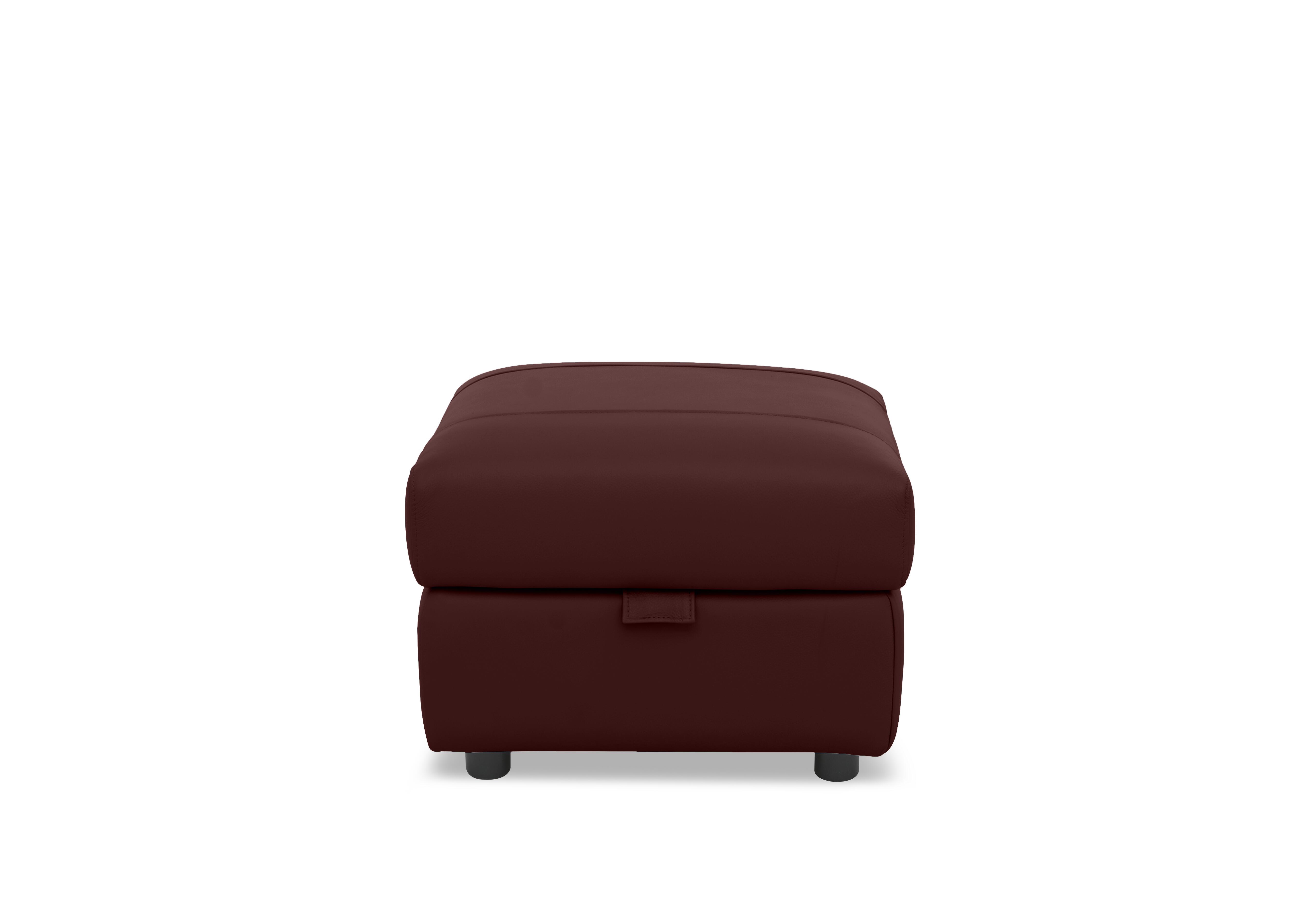 Raven Leather Storage Footstool in Montana Ruby Cat-60/15 on Furniture Village