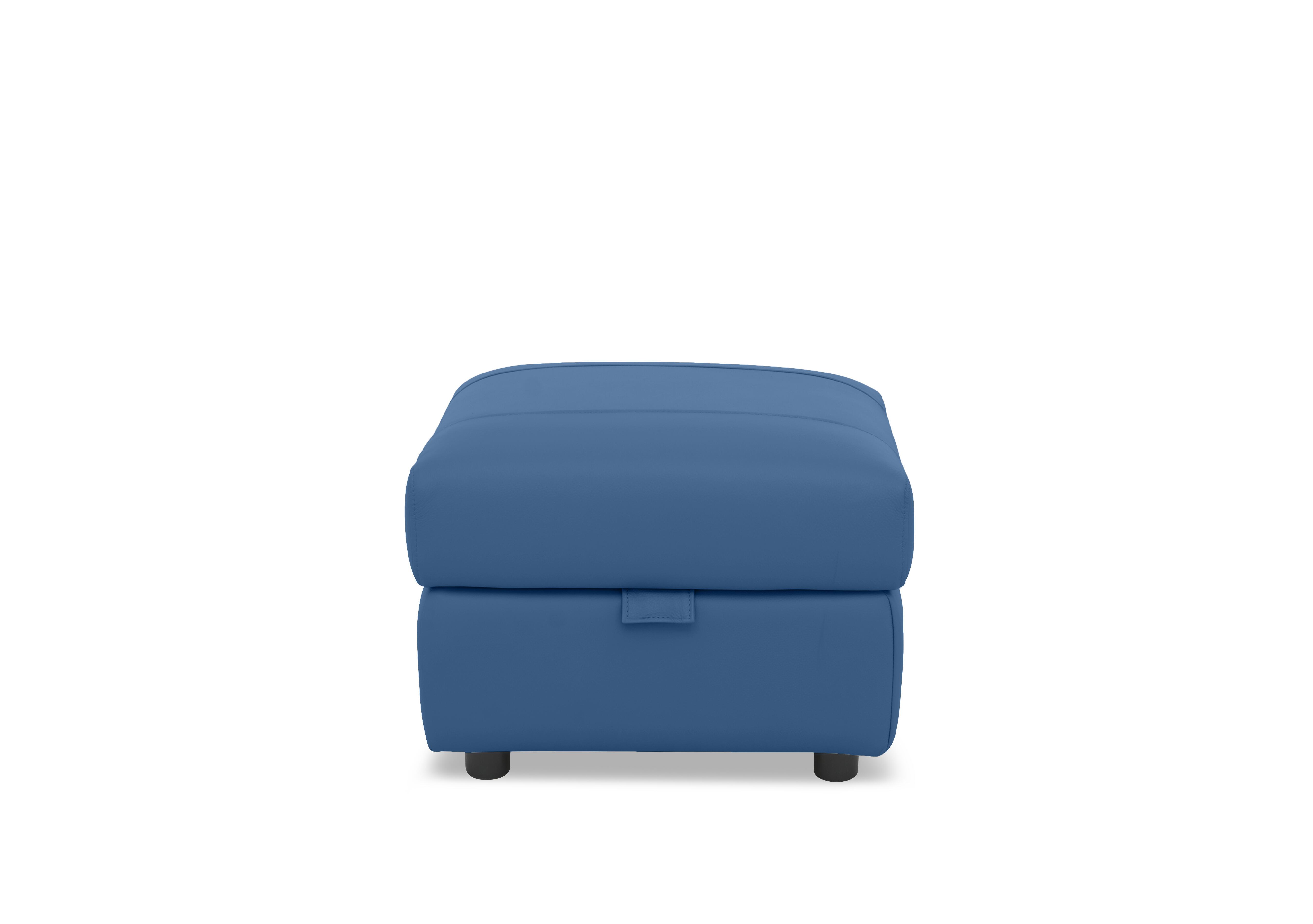 Raven Leather Storage Footstool in Oslo Aegean Cat-40/12 on Furniture Village