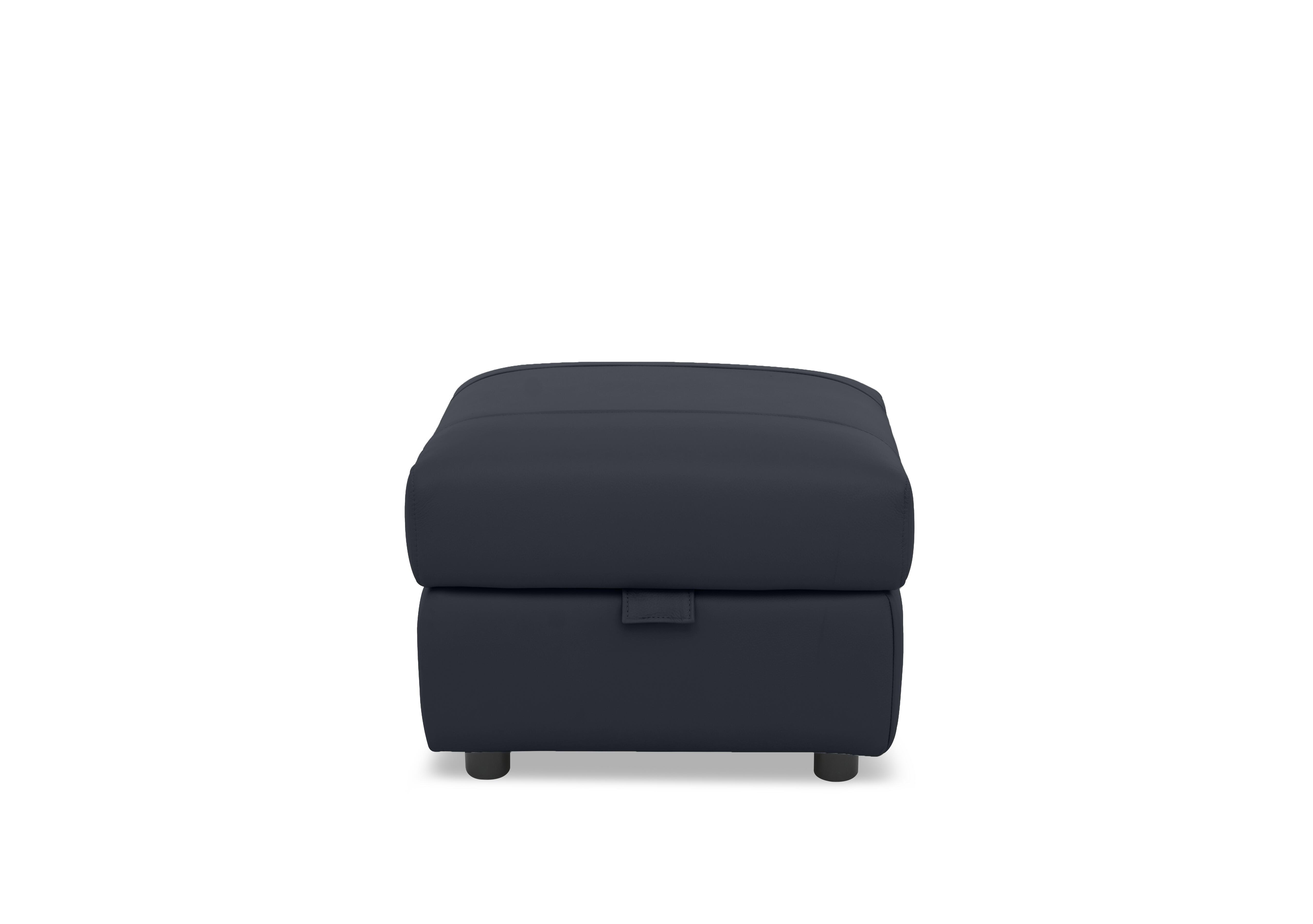 Raven Leather Storage Footstool in Oslo Navy Cat-40/24 on Furniture Village