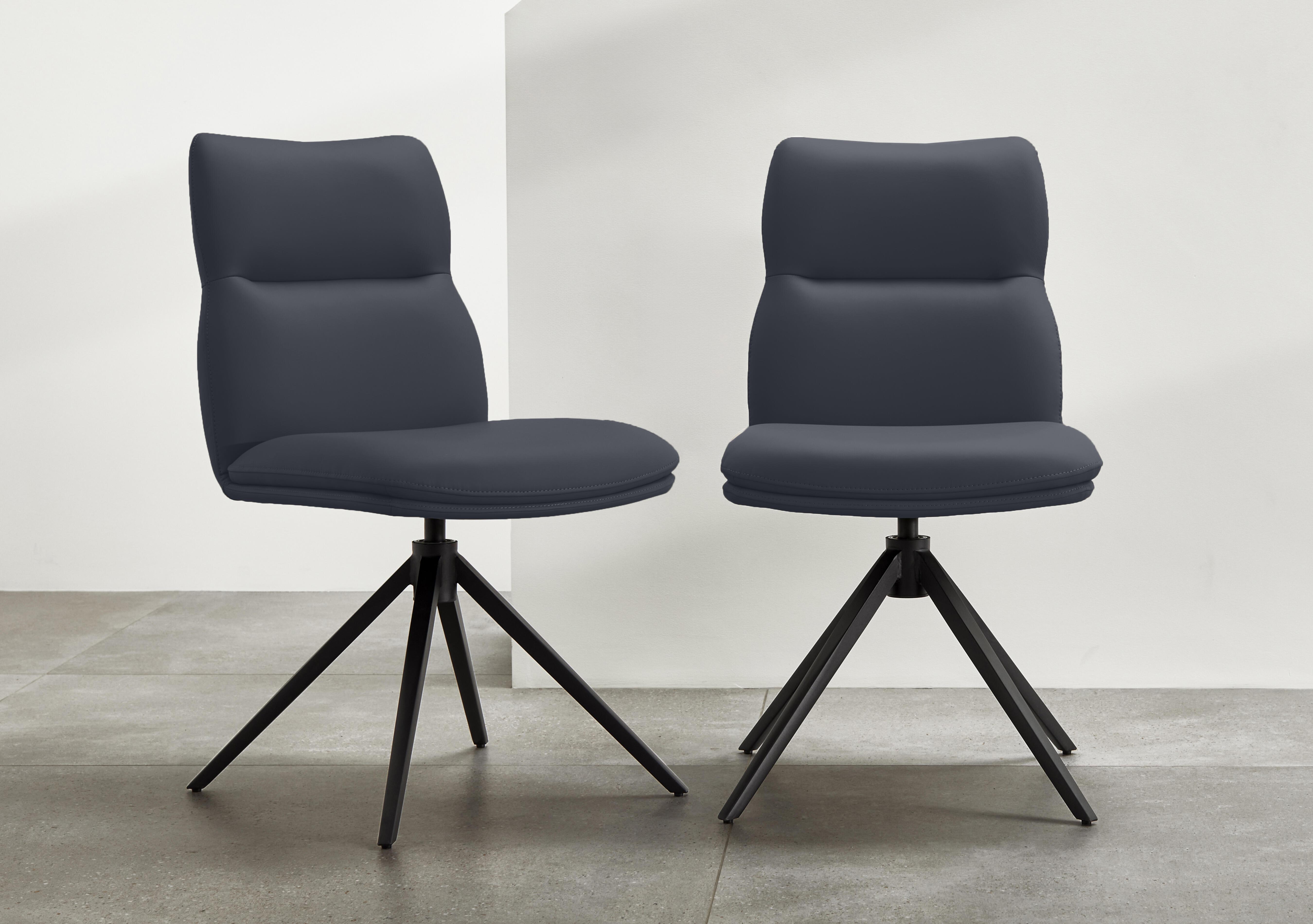 Quattro Set of 6 Swivel Dining Chairs in Black on Furniture Village