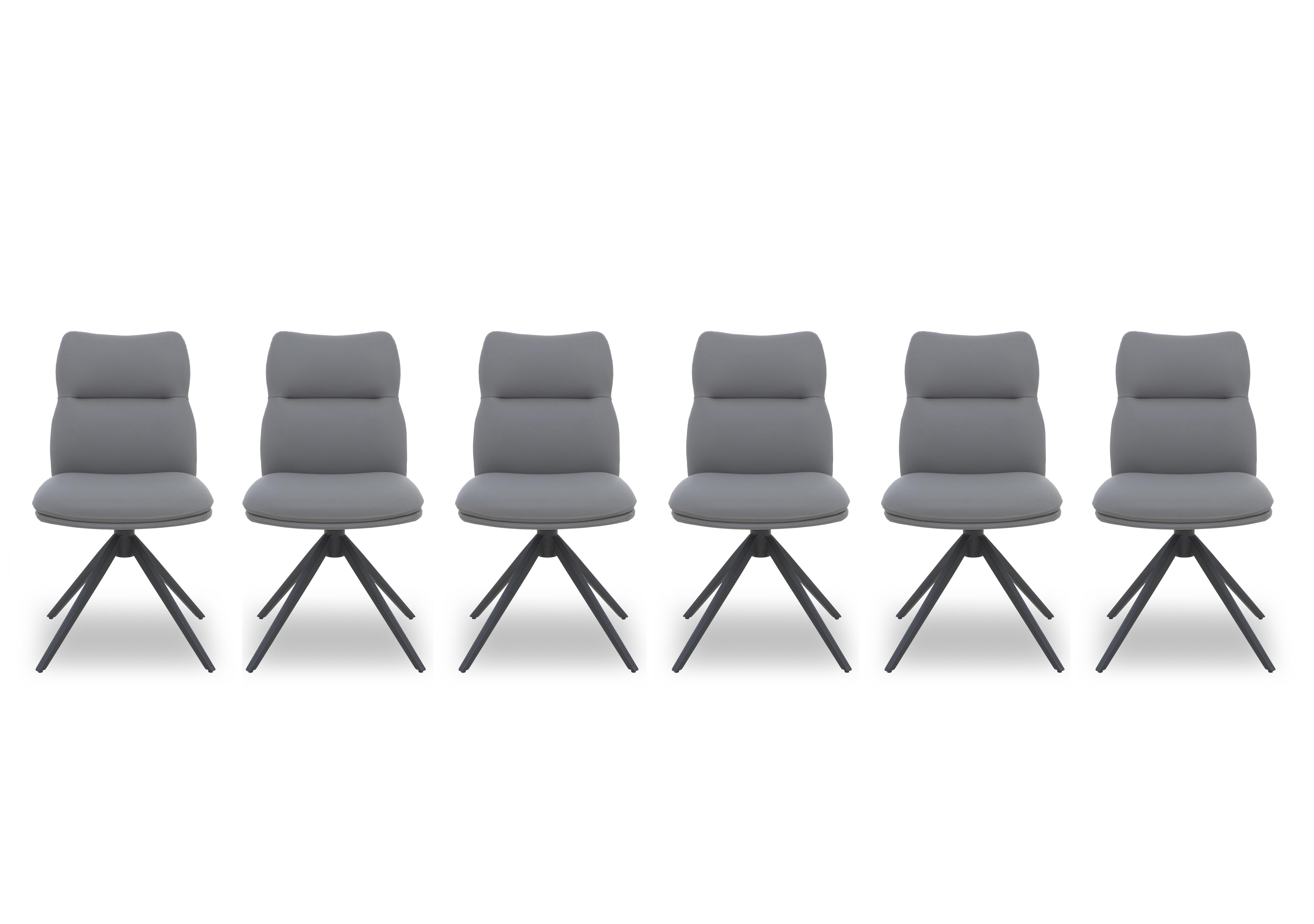 Quattro Set of 6 Swivel Dining Chairs in Stone on Furniture Village