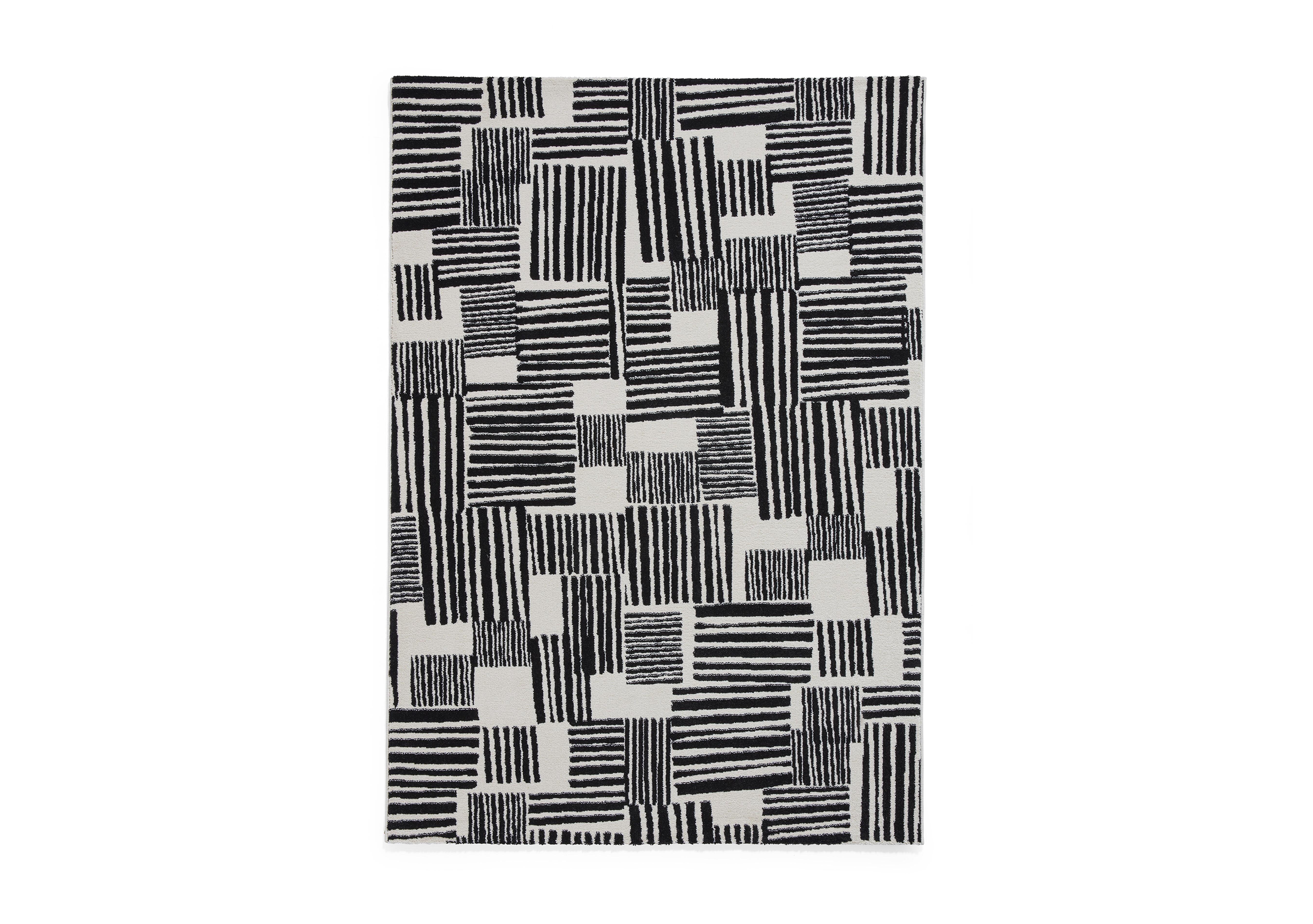 Blocks Rug in Black-White on Furniture Village