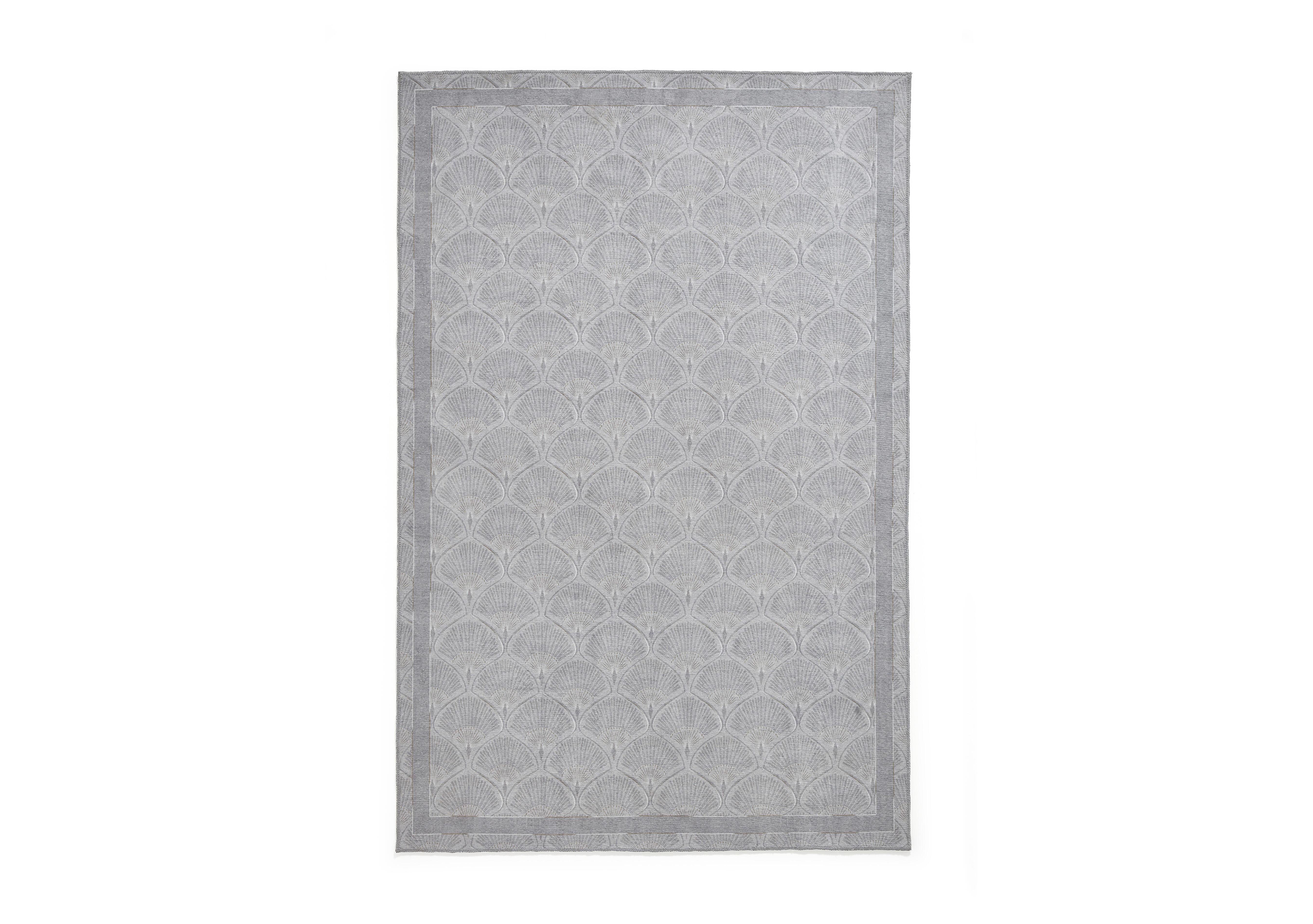 Deco Peacock Washable Rug in Silver on Furniture Village