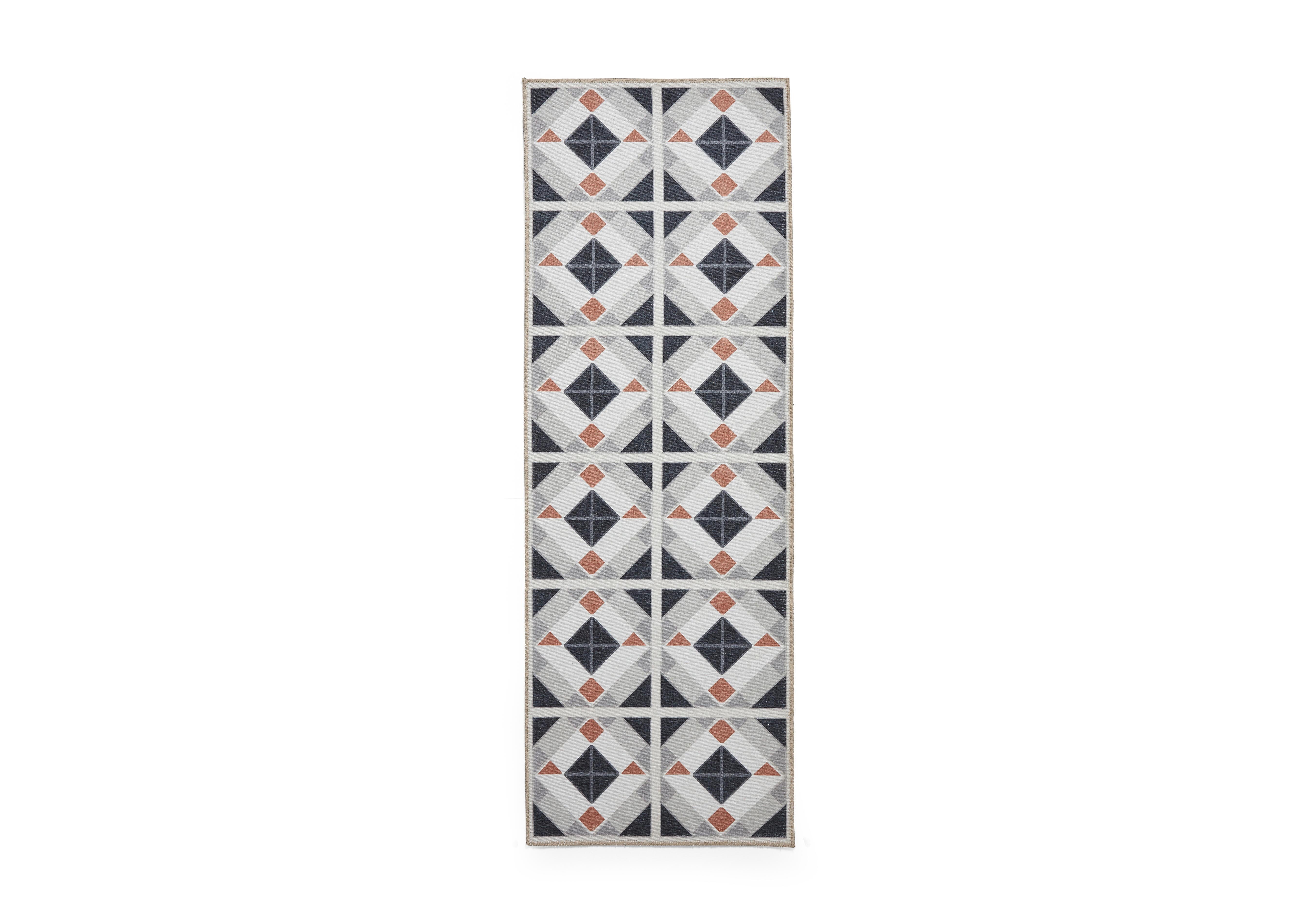 Kukini Washable Runner in Grey-Orange on Furniture Village