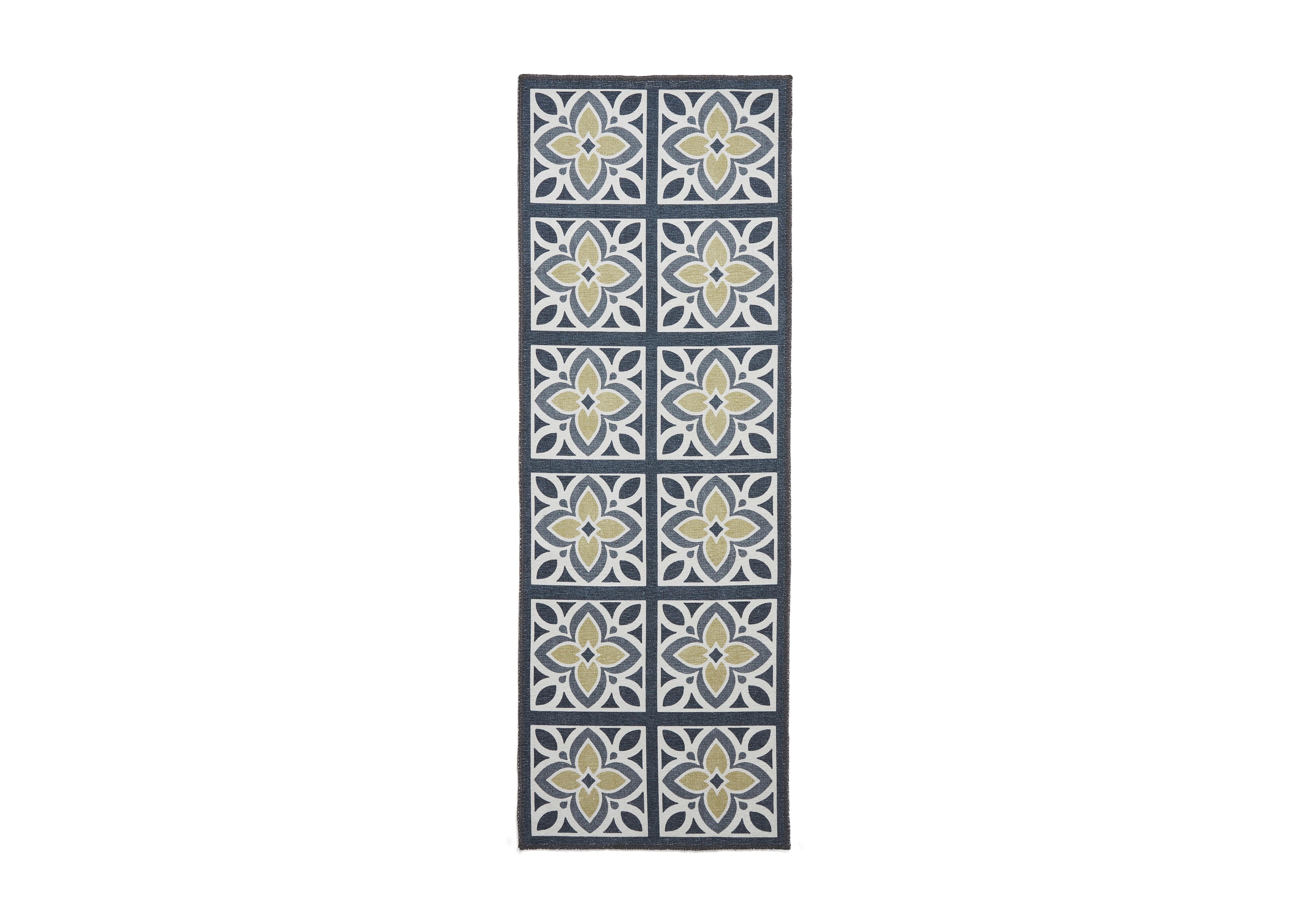 Kuristo Washable Runner in Grey-Yellow on Furniture Village