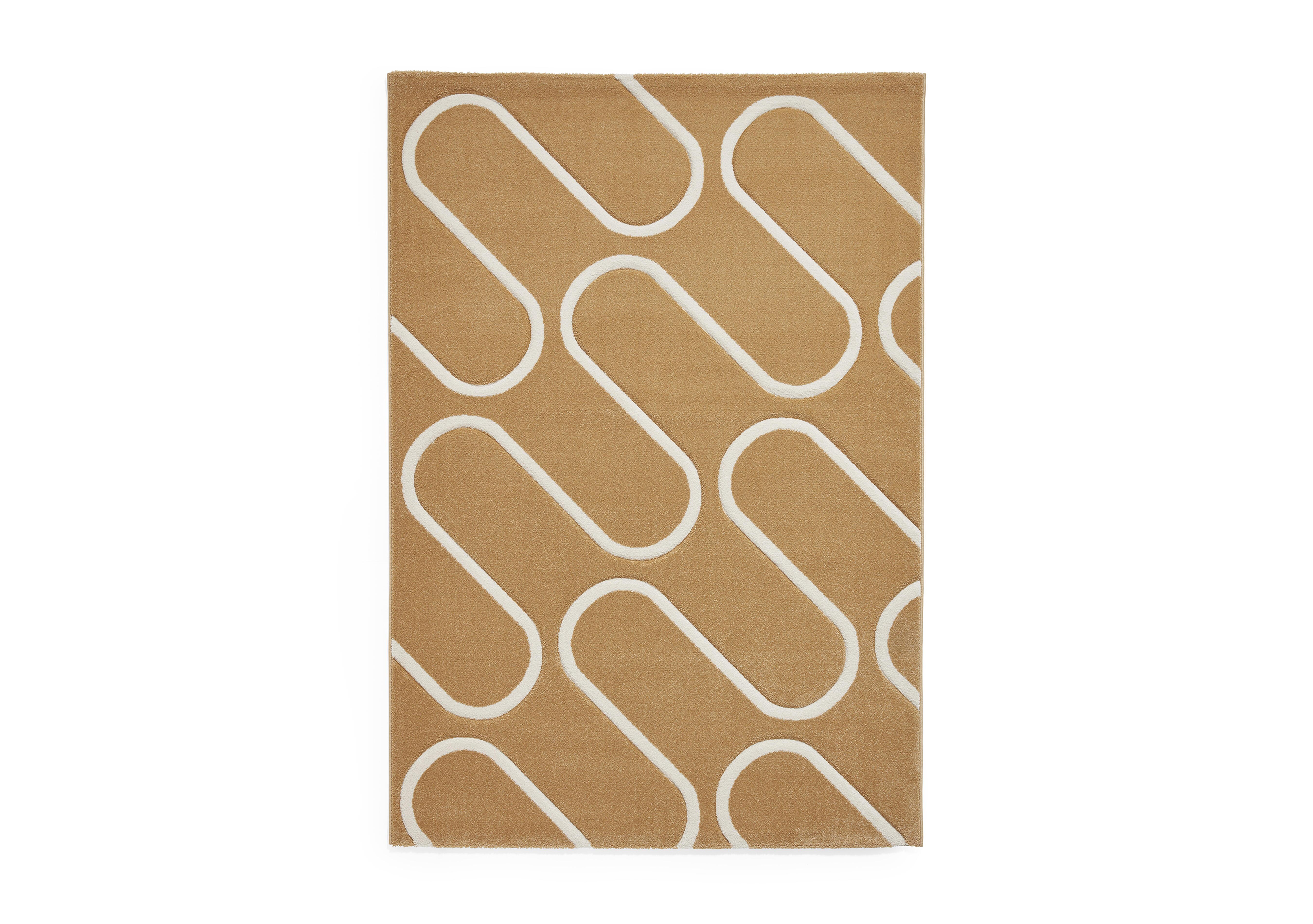 Catherine Lansfield Linear Curve Rug in Ochre on Furniture Village