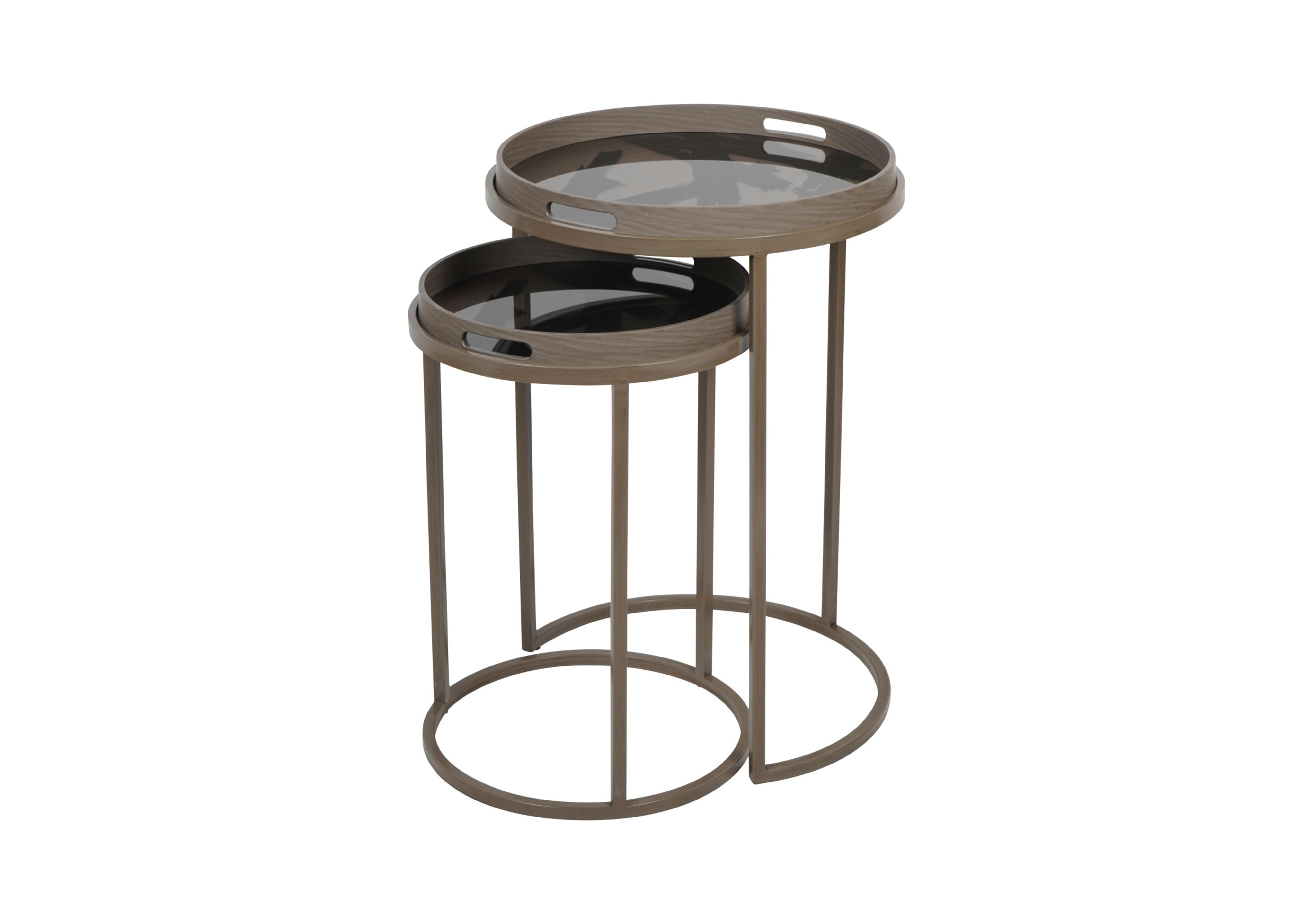 Impasto Brushstroke Set of 2 Side Tray Tables in Taupe on Furniture Village
