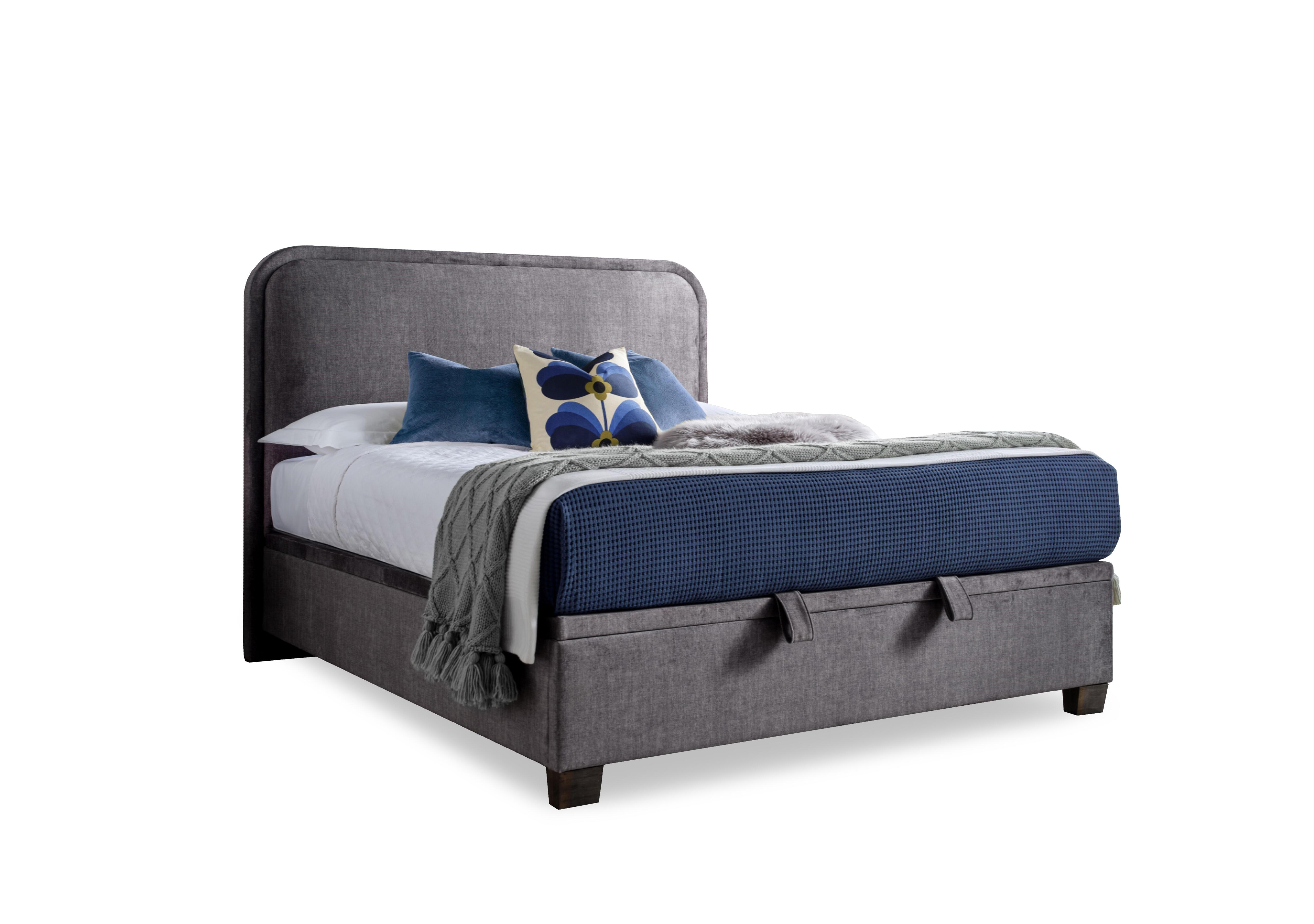 Nessie End Lift Ottoman Bed Frame in Vogue Grey Velvet on Furniture Village