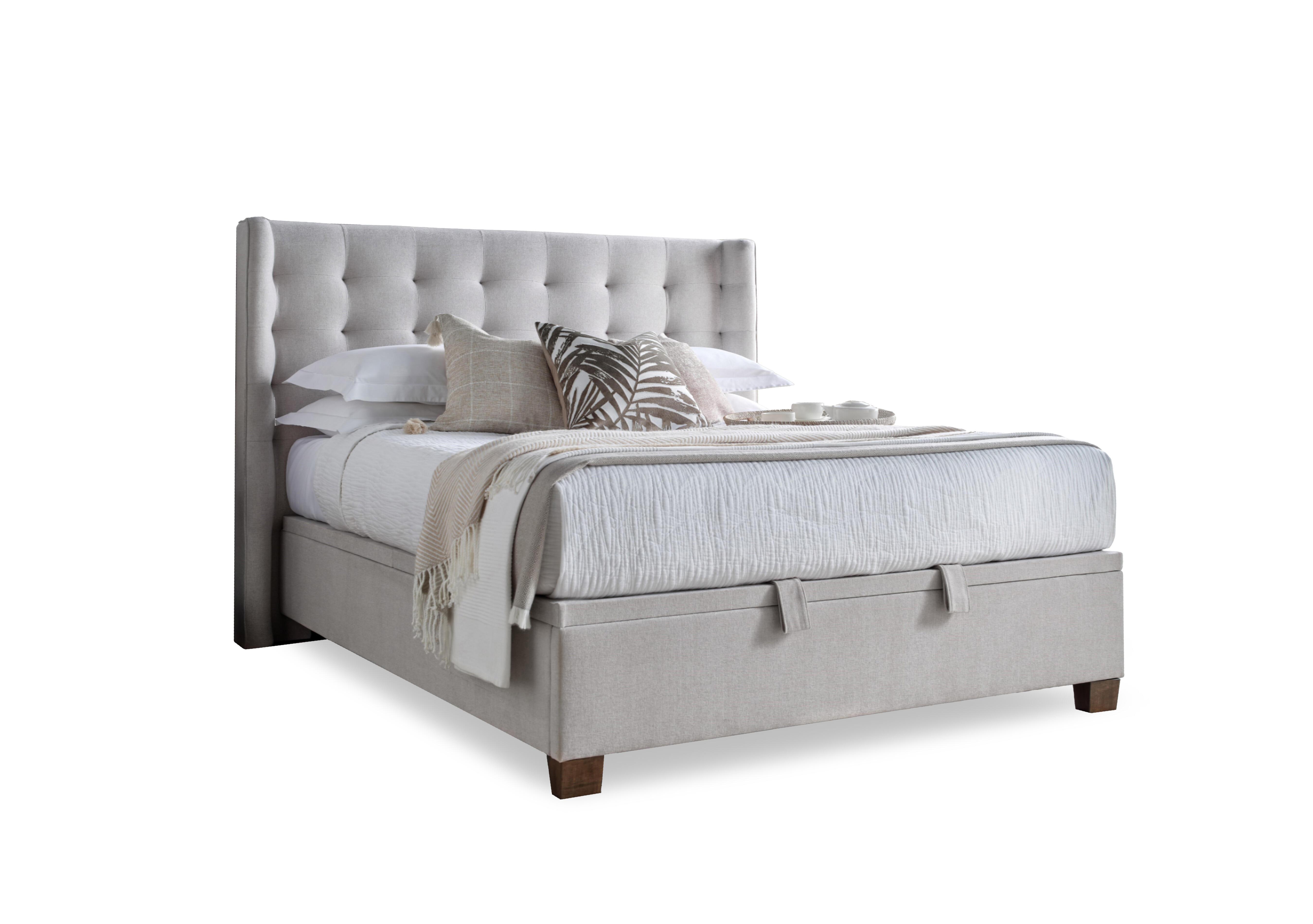 Thistle End Lift Ottoman Bed Frame in Maskat Clay Fabric on Furniture Village