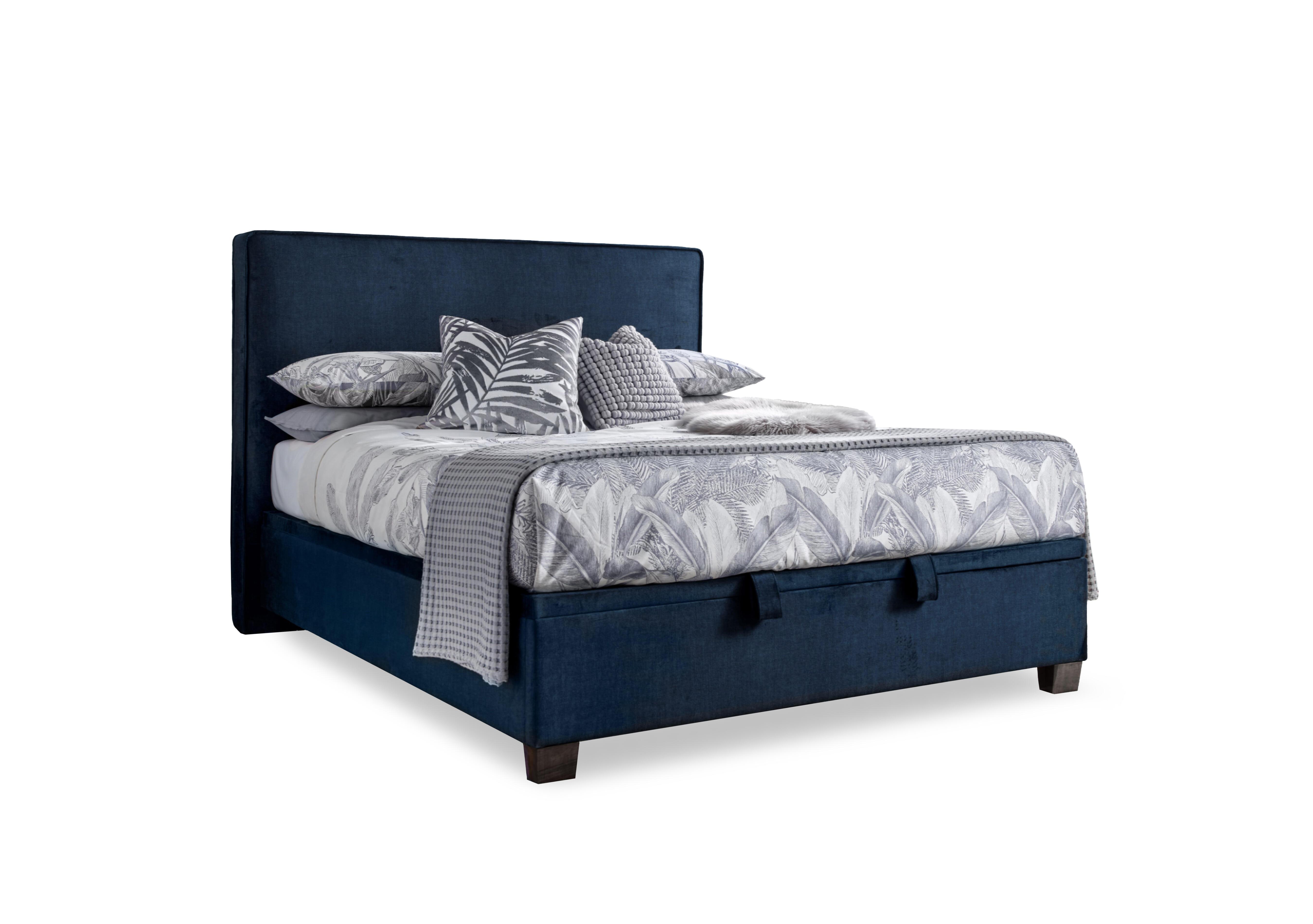 Malt End Lift Ottoman Bed Frame in Vogue Deep Ocean Blue Velvet on Furniture Village
