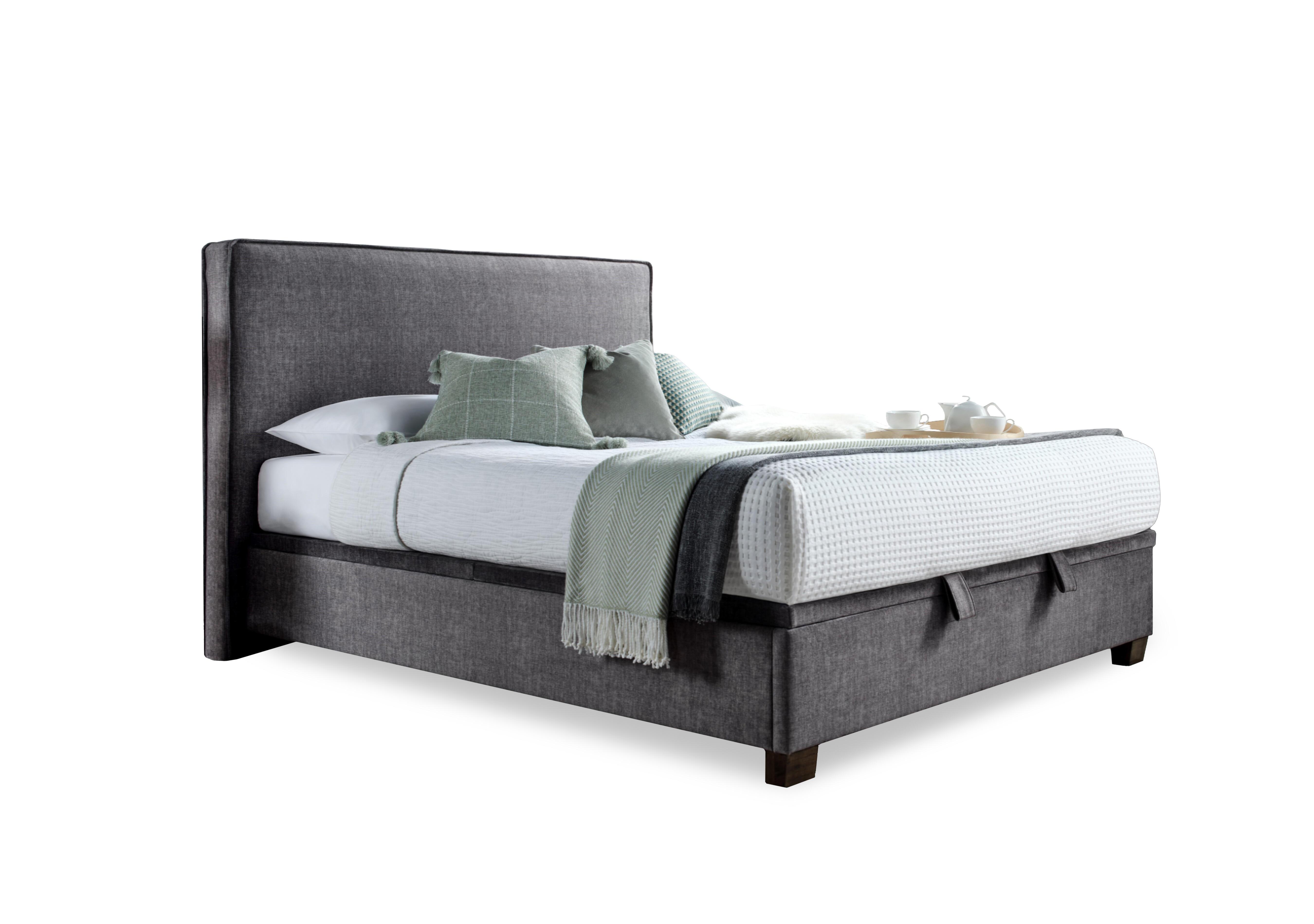 Malt End Lift Ottoman Bed Frame in Vogue Grey Velvet on Furniture Village