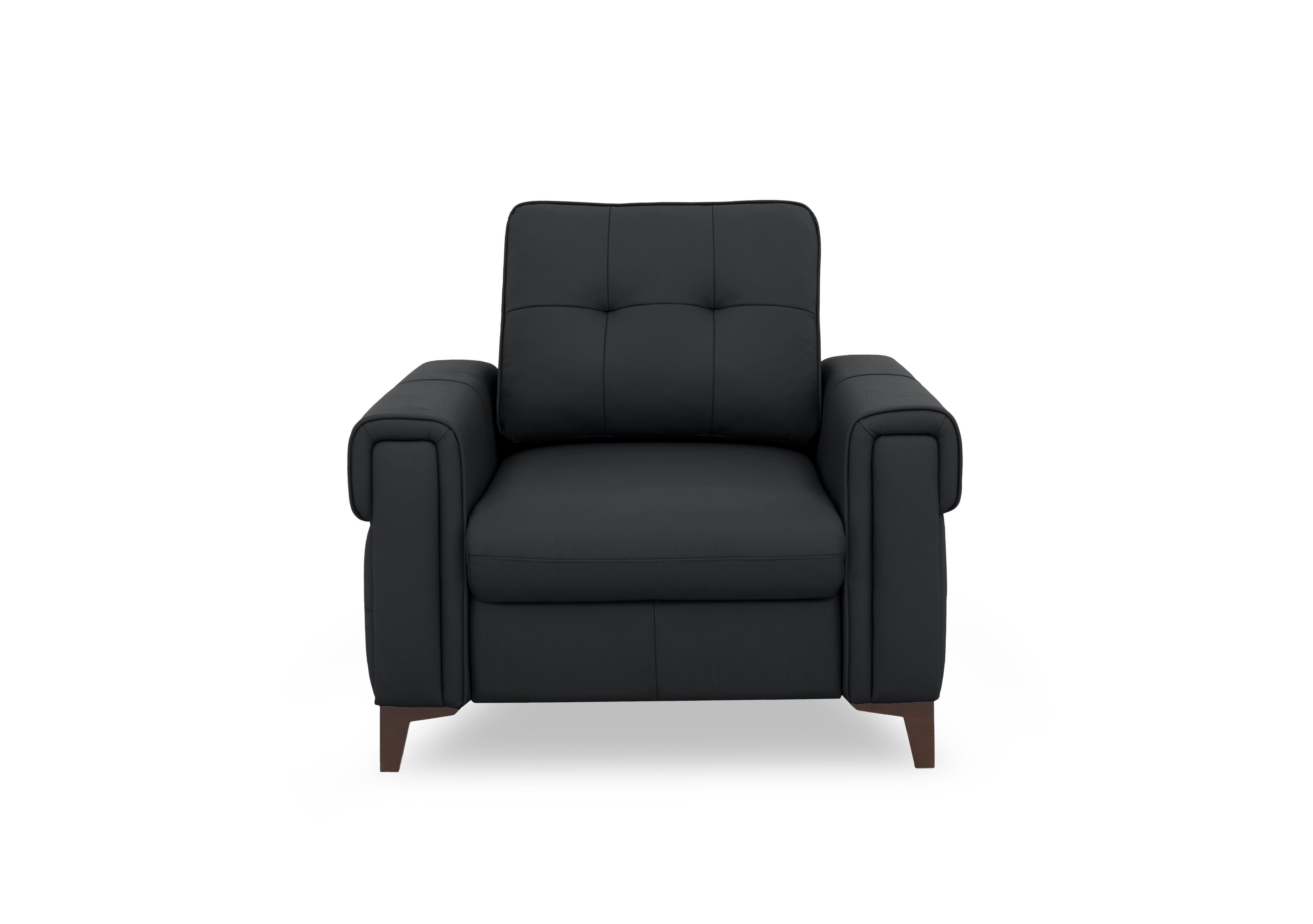 Zoom Leather Armchair in Natural Black Mica La4820 on Furniture Village