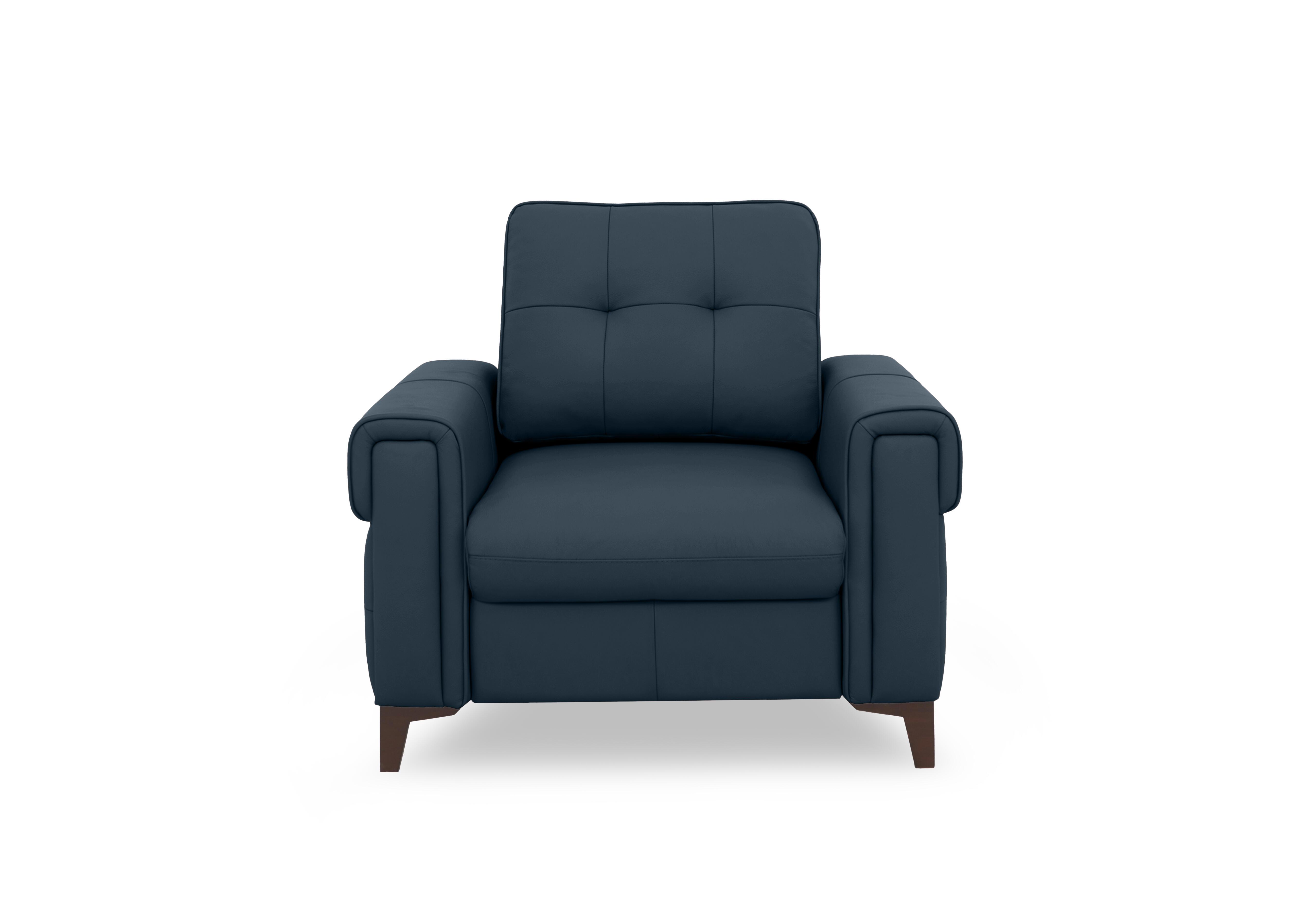 Zoom Leather Chair Sofa Bed in Natural Milled Navy La-4828 on Furniture Village
