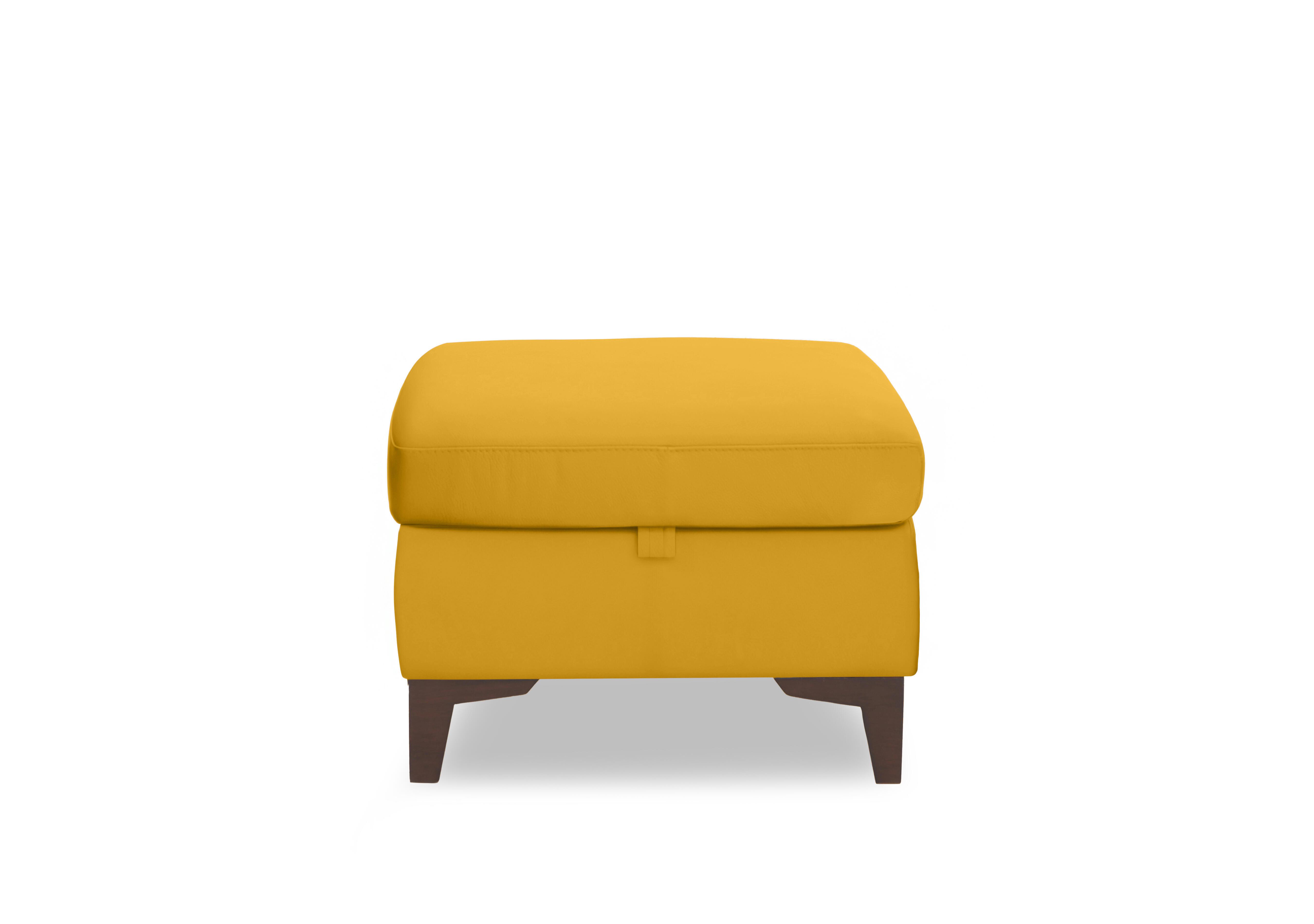 Zoom Leather Storage Footstool in Giallo Le-9310 on Furniture Village