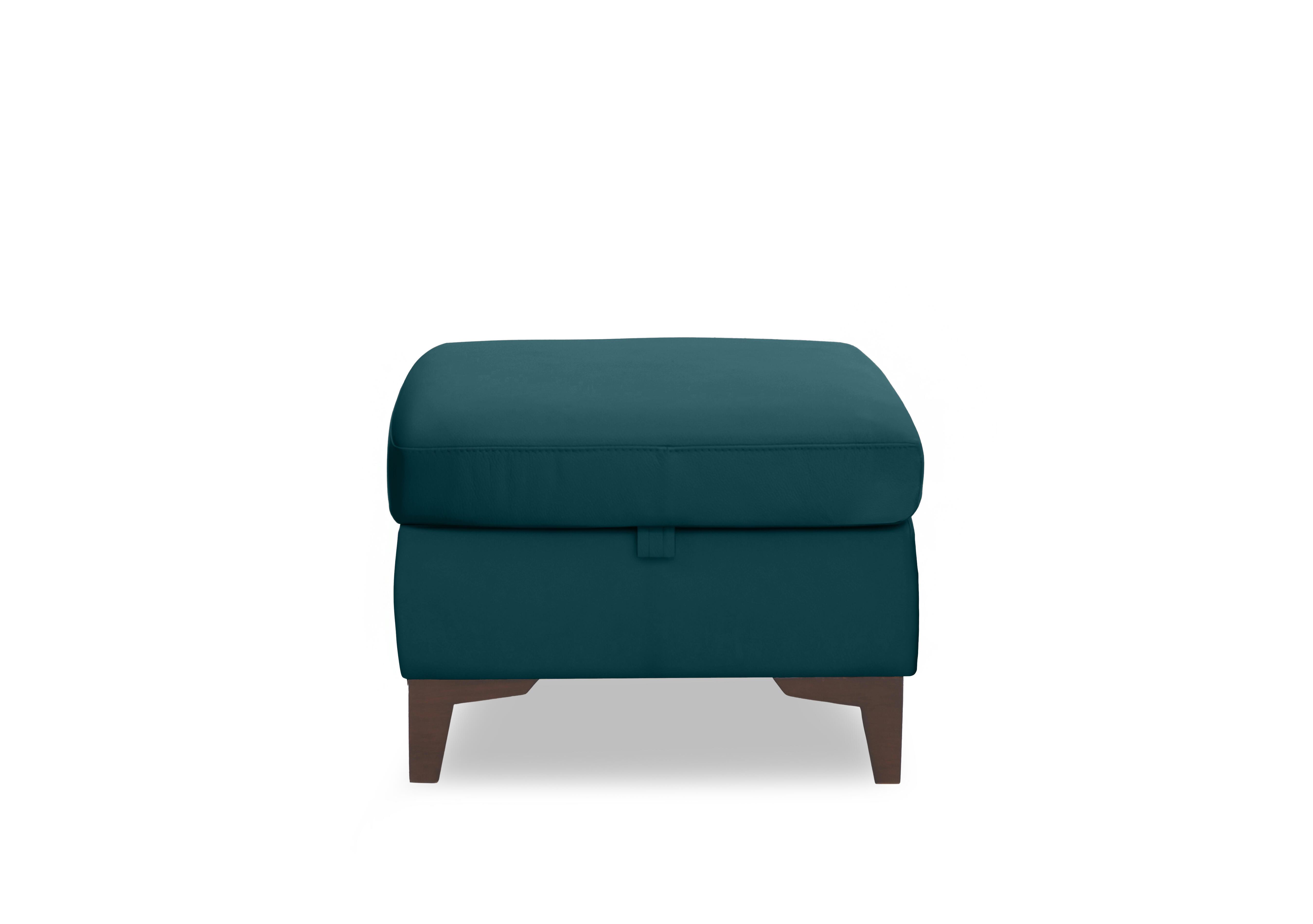 Zoom Leather Storage Footstool in Midnight Jade Matte Le-9324 on Furniture Village