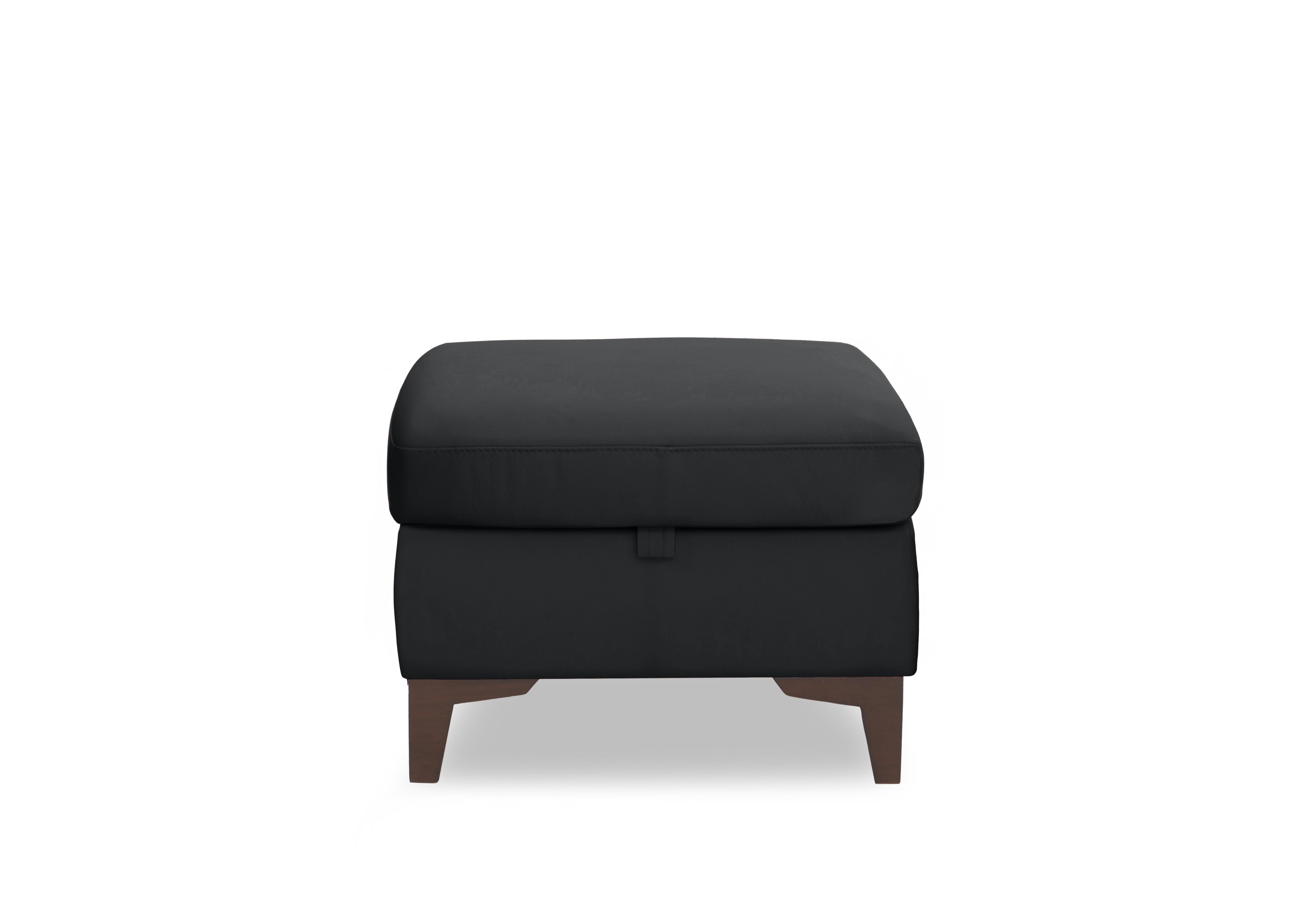 Zoom Leather Storage Footstool in Natural Black Mica La4820 on Furniture Village