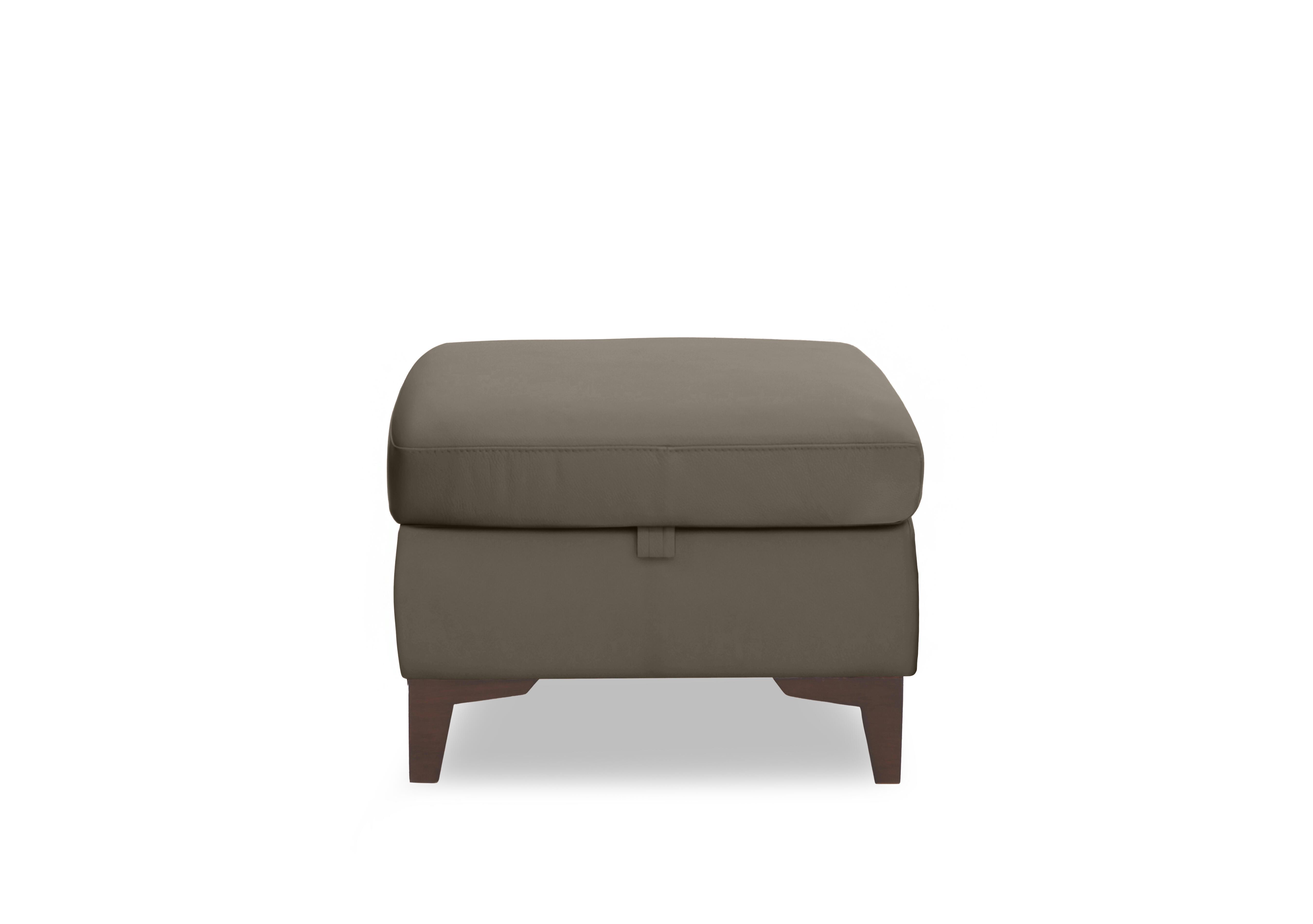 Zoom Leather Storage Footstool in Natural Olive La-4829 on Furniture Village