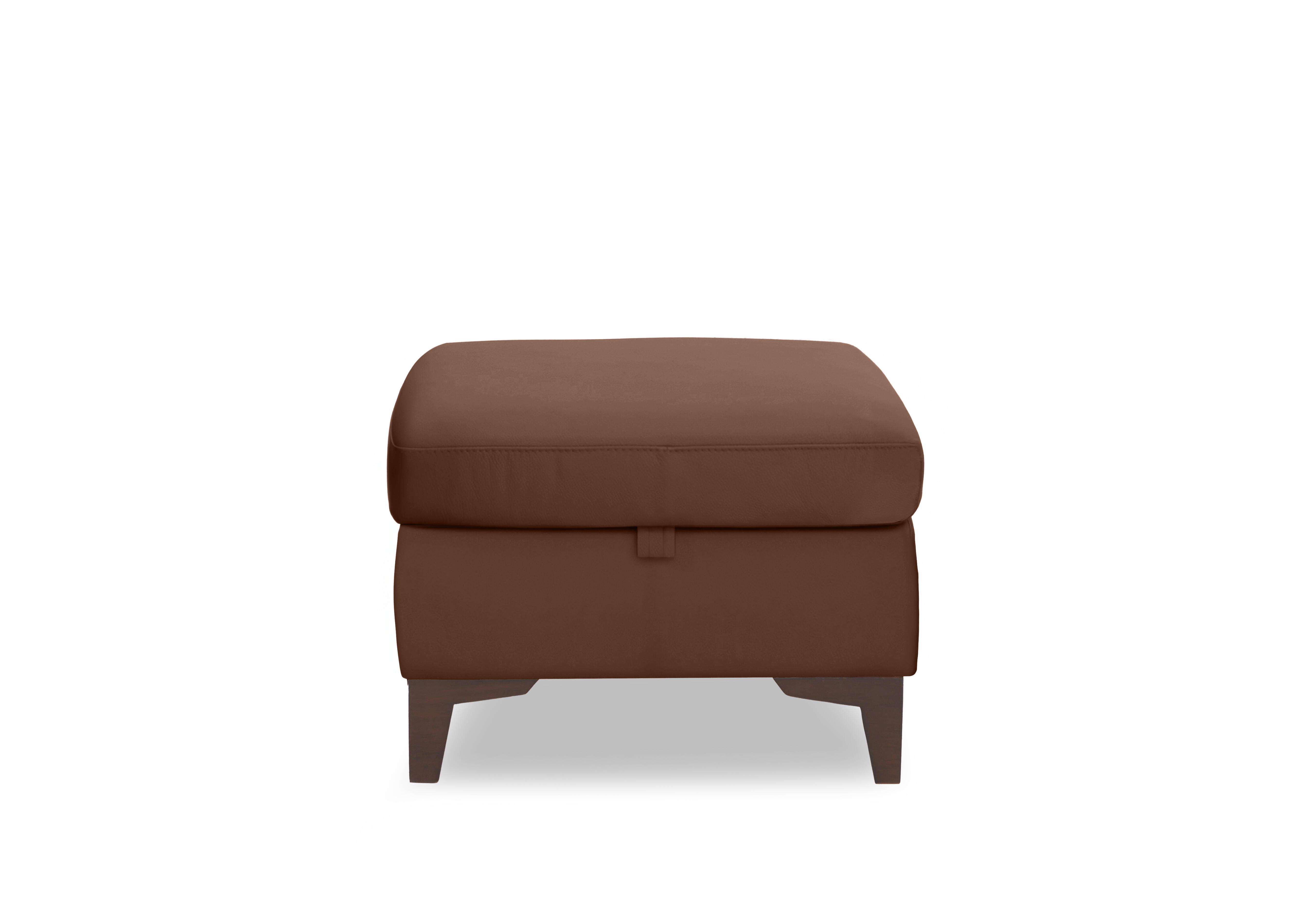 Zoom Leather Storage Footstool in Roast Lx-6414 on Furniture Village