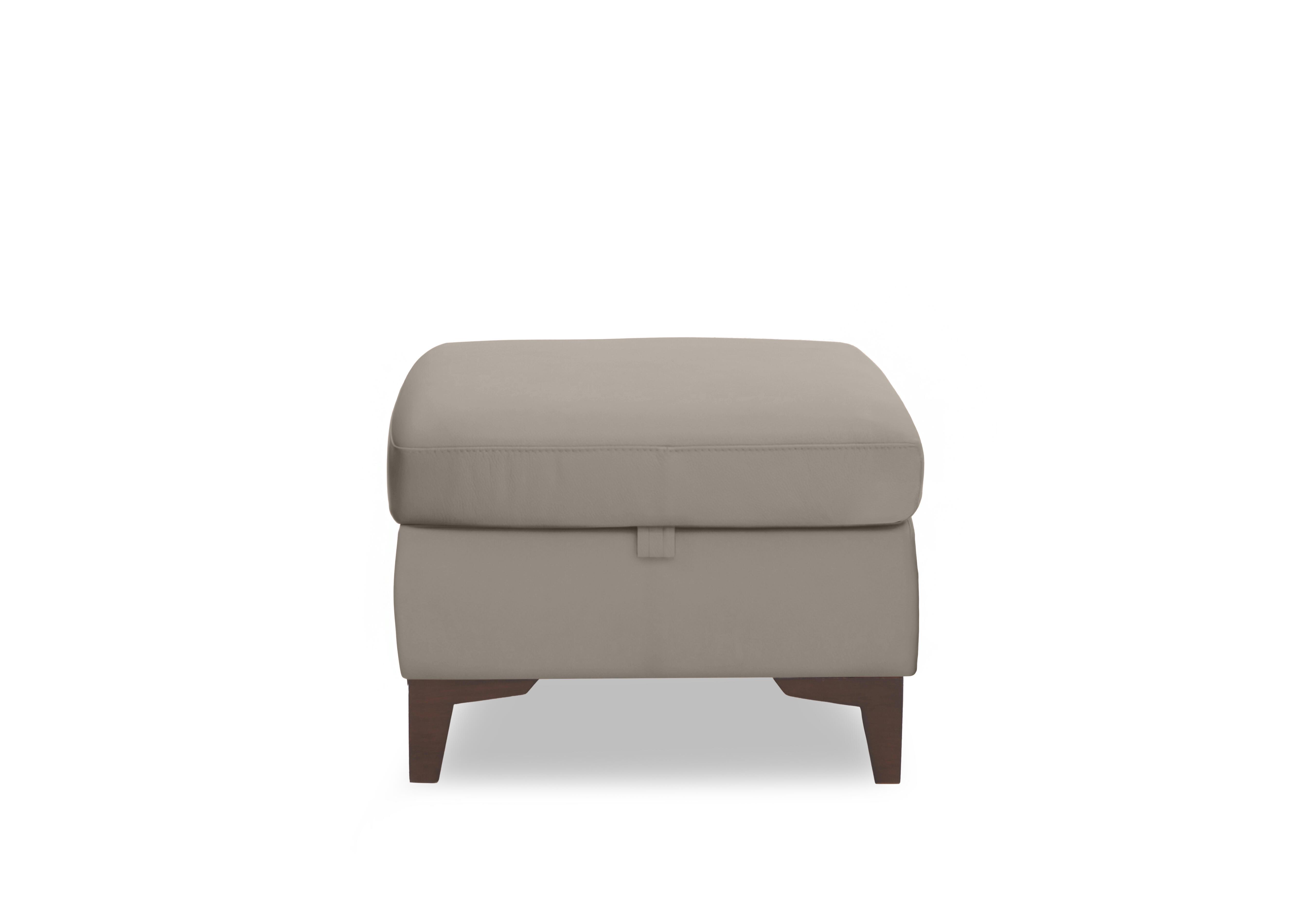 Zoom Leather Storage Footstool in Silken Taupe Matte Le-9325 on Furniture Village