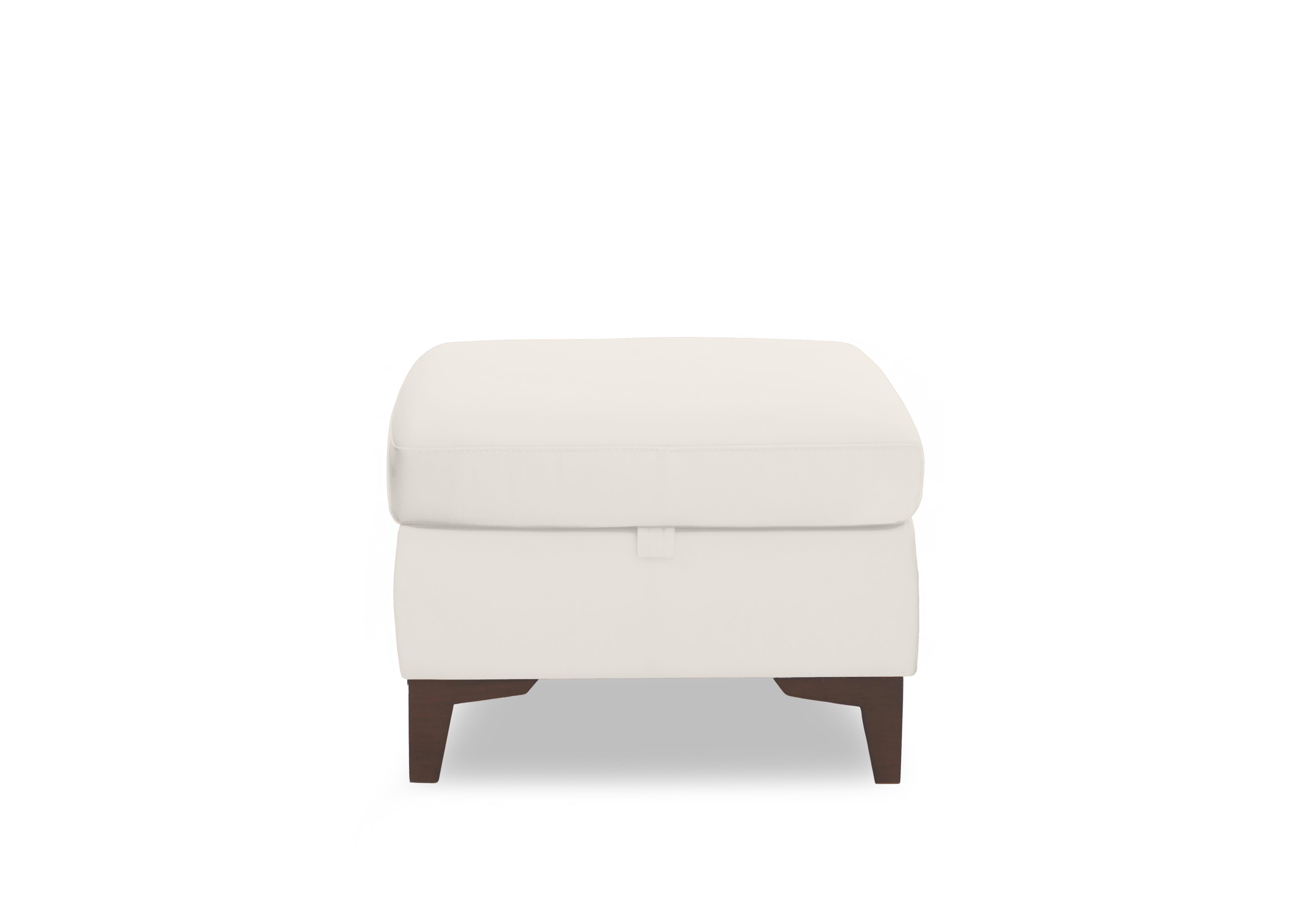 Zoom Leather Storage Footstool in White Le-9307 on Furniture Village
