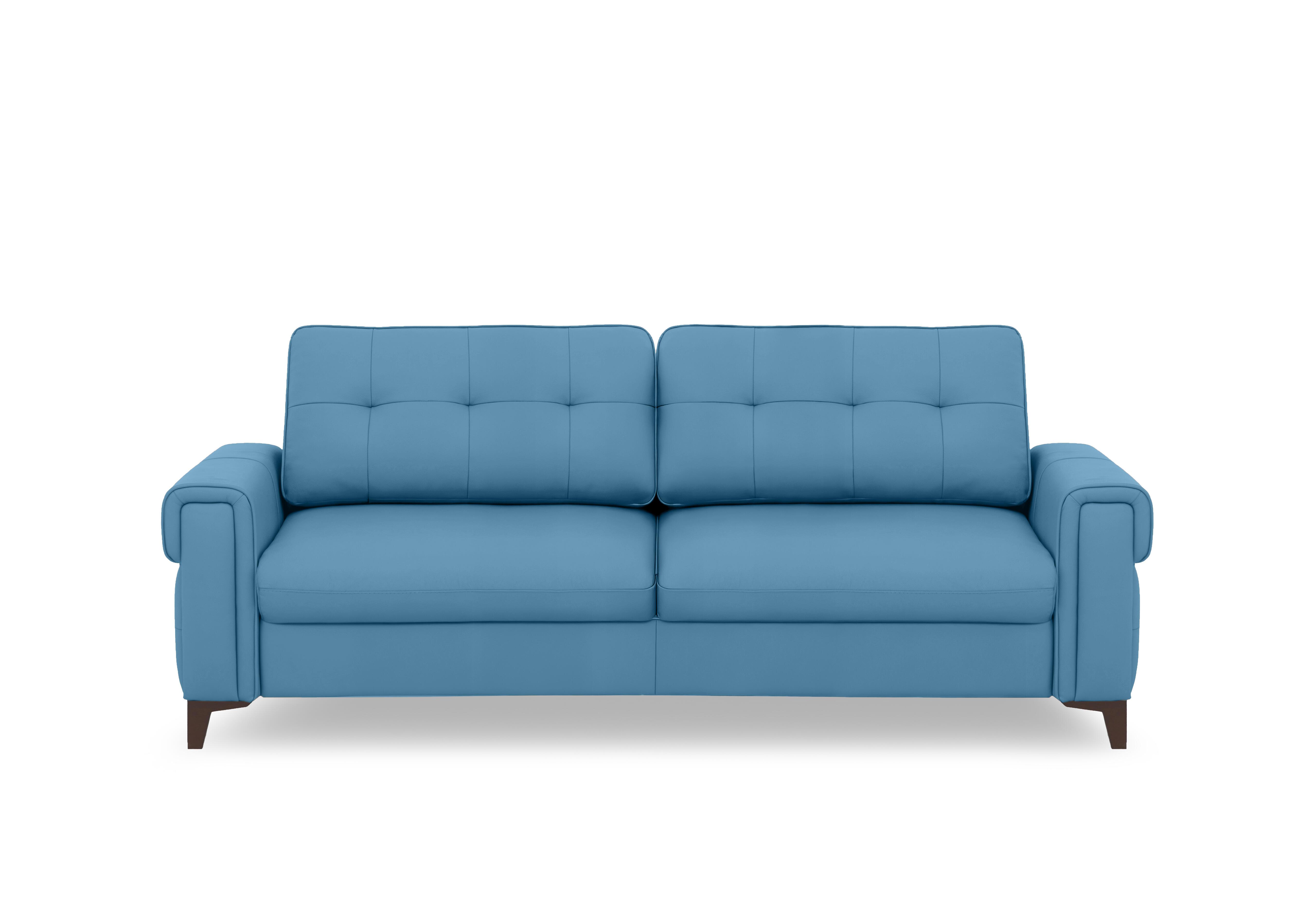 Zoom Leather 3 Seater Sofa Bed in Blu Le-9312 on Furniture Village