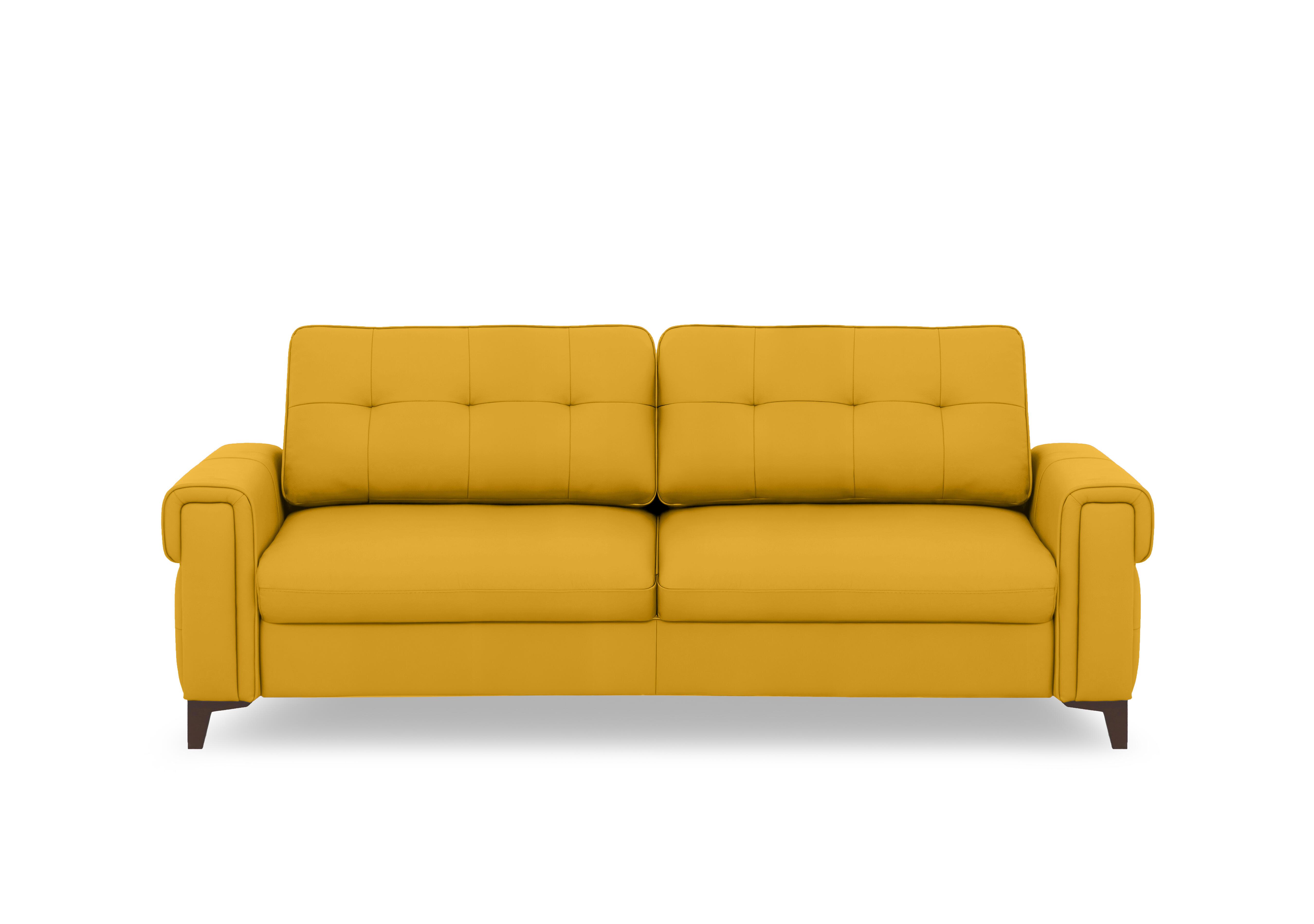 Zoom Leather 3 Seater Sofa Bed in Giallo Le-9310 on Furniture Village